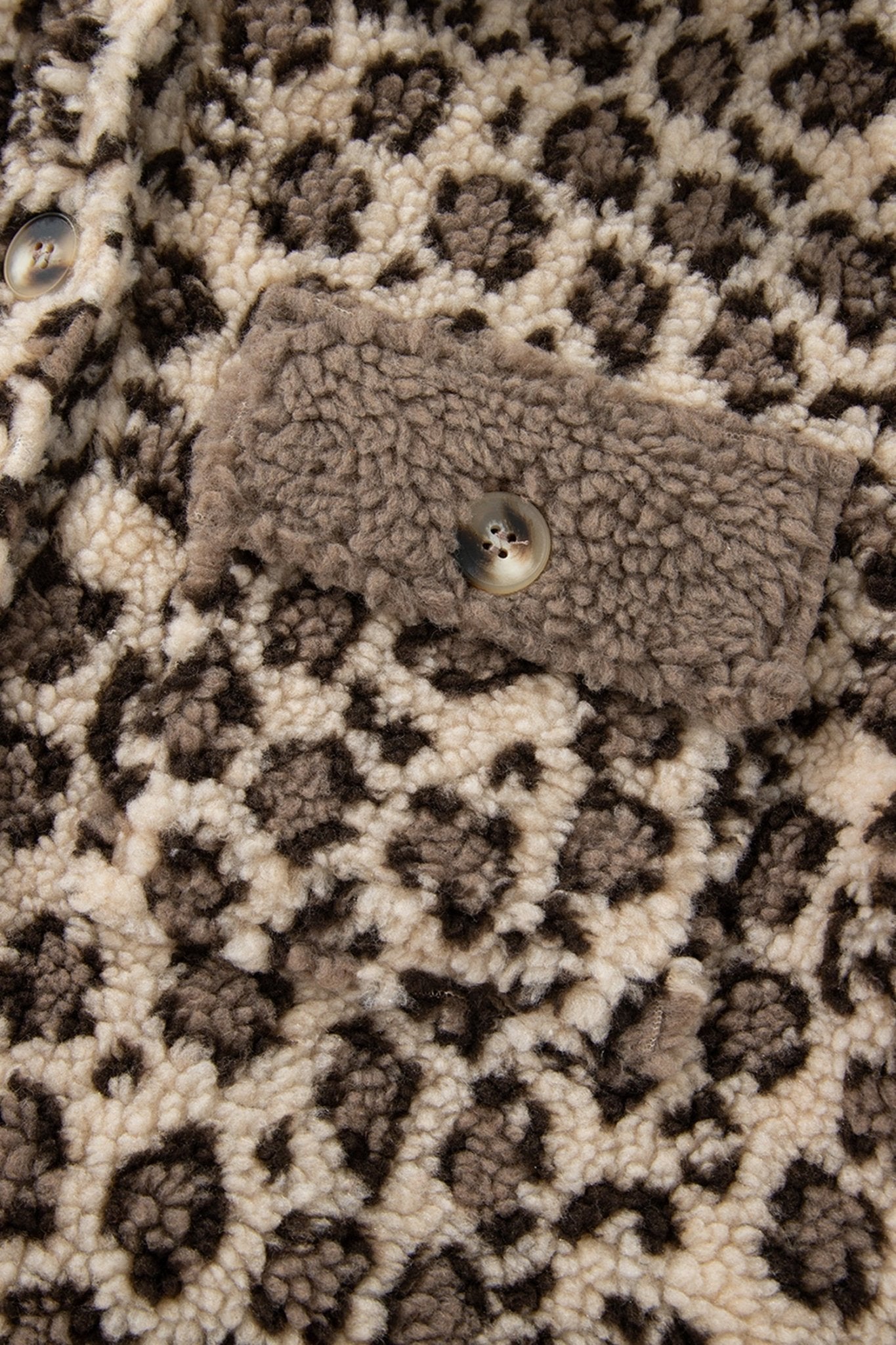 Leopard Sherpa Patchwork Flap Pocket Buttoned Jacket - Rooted & Reckless Co.