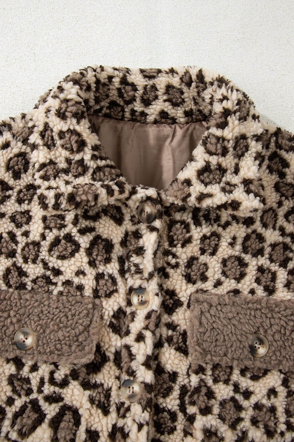 Leopard Sherpa Patchwork Flap Pocket Buttoned Jacket - Rooted & Reckless Co.