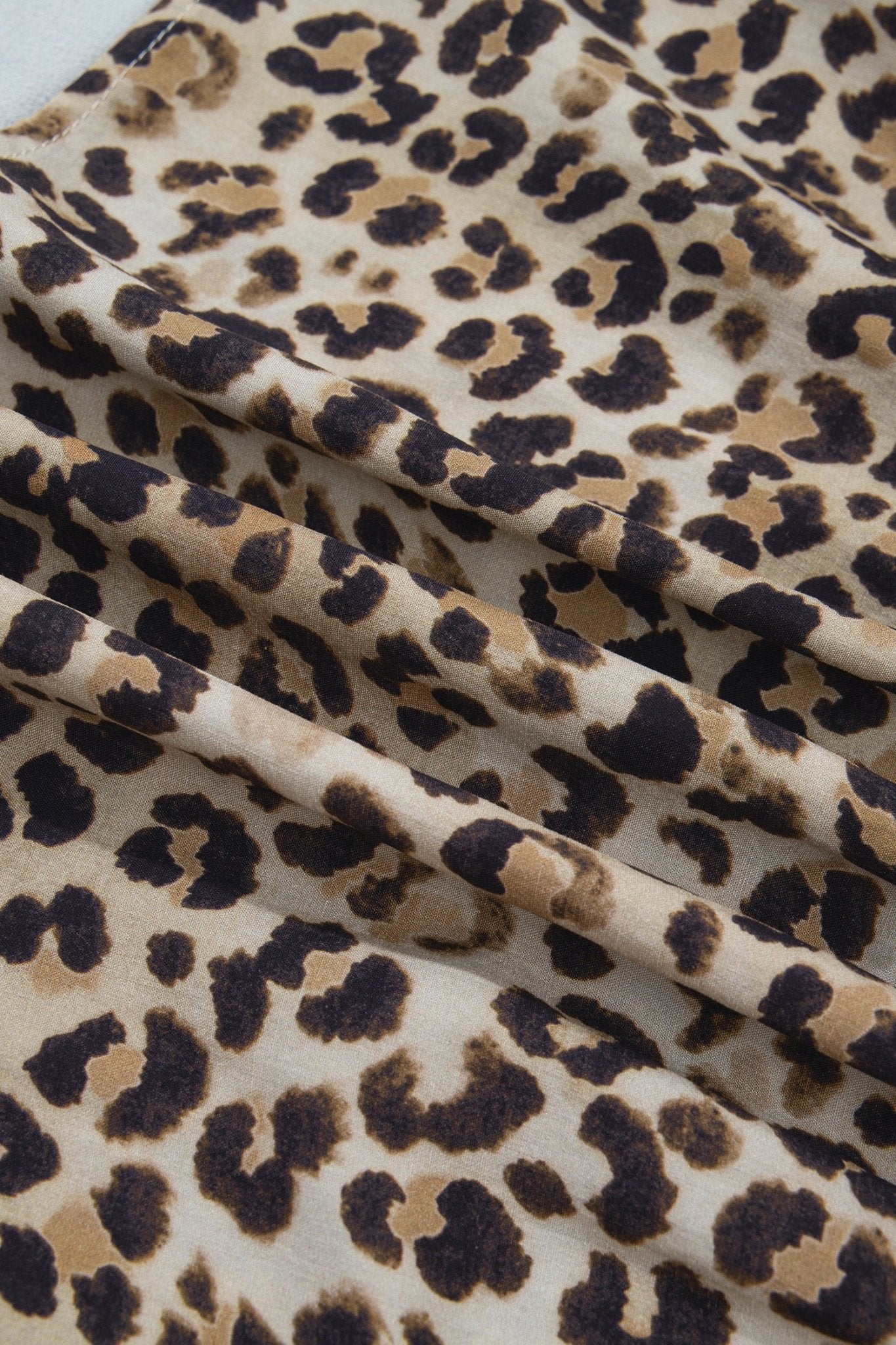 Leopard Shirred Ruffle Spaghetti Strap Tank Top - Rooted & Reckless Co.