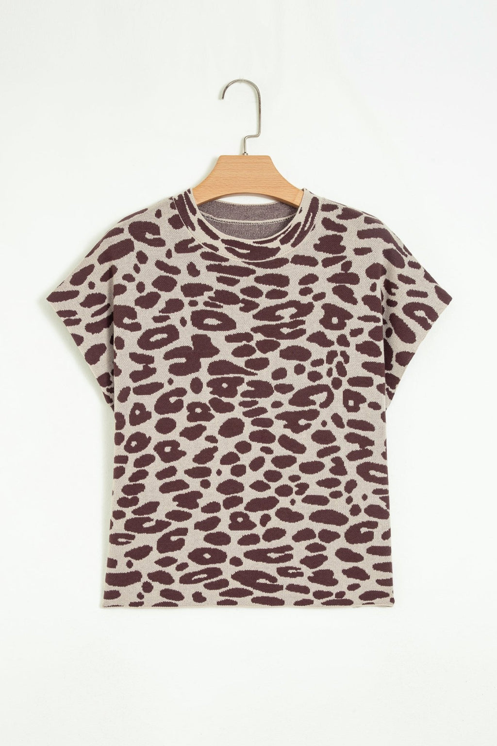 Leopard Short Sleeve Knit Loose Top - Rooted & Reckless Co.