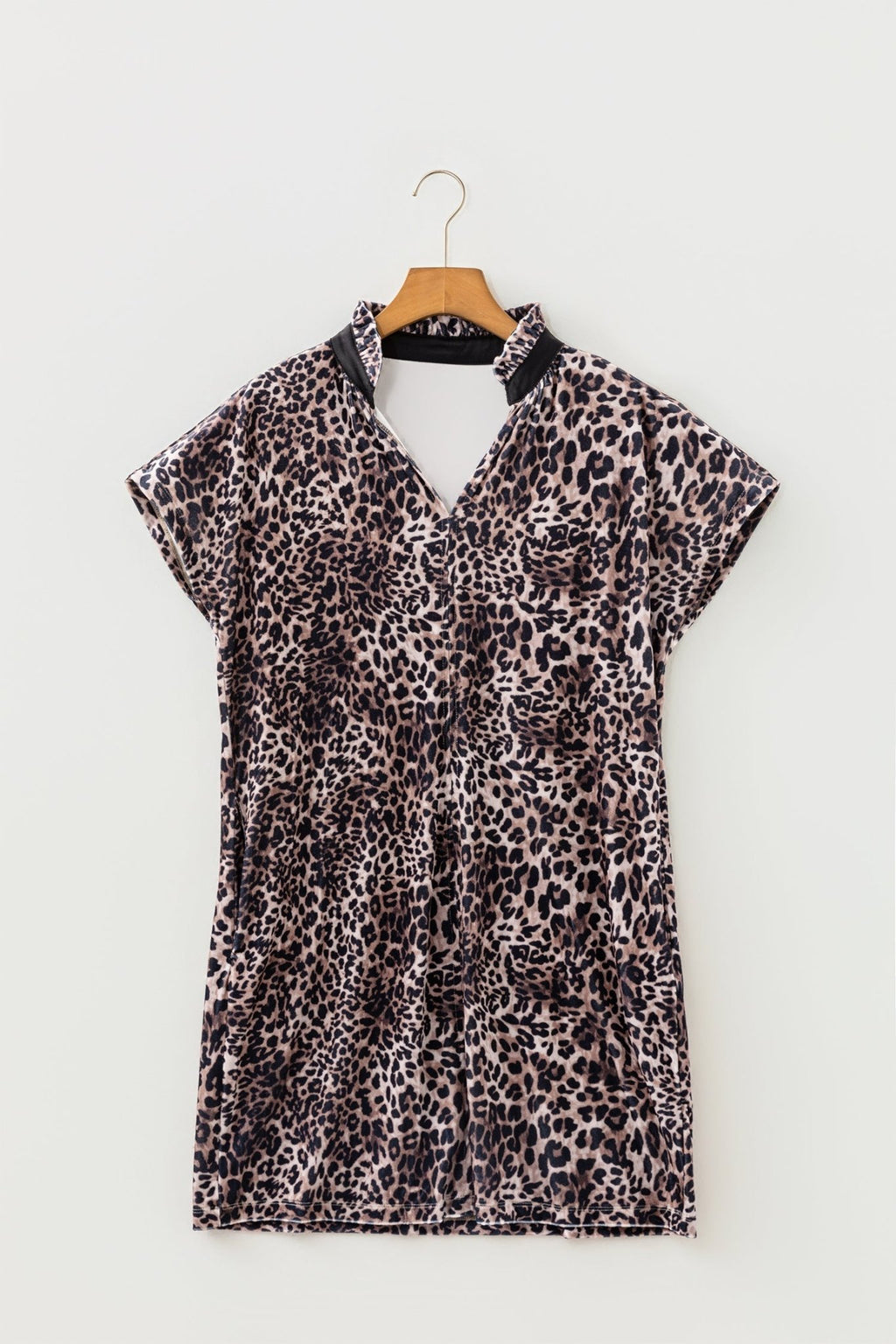 Leopard Short Sleeve Shift Mini Dress - Rooted & Reckless Co.