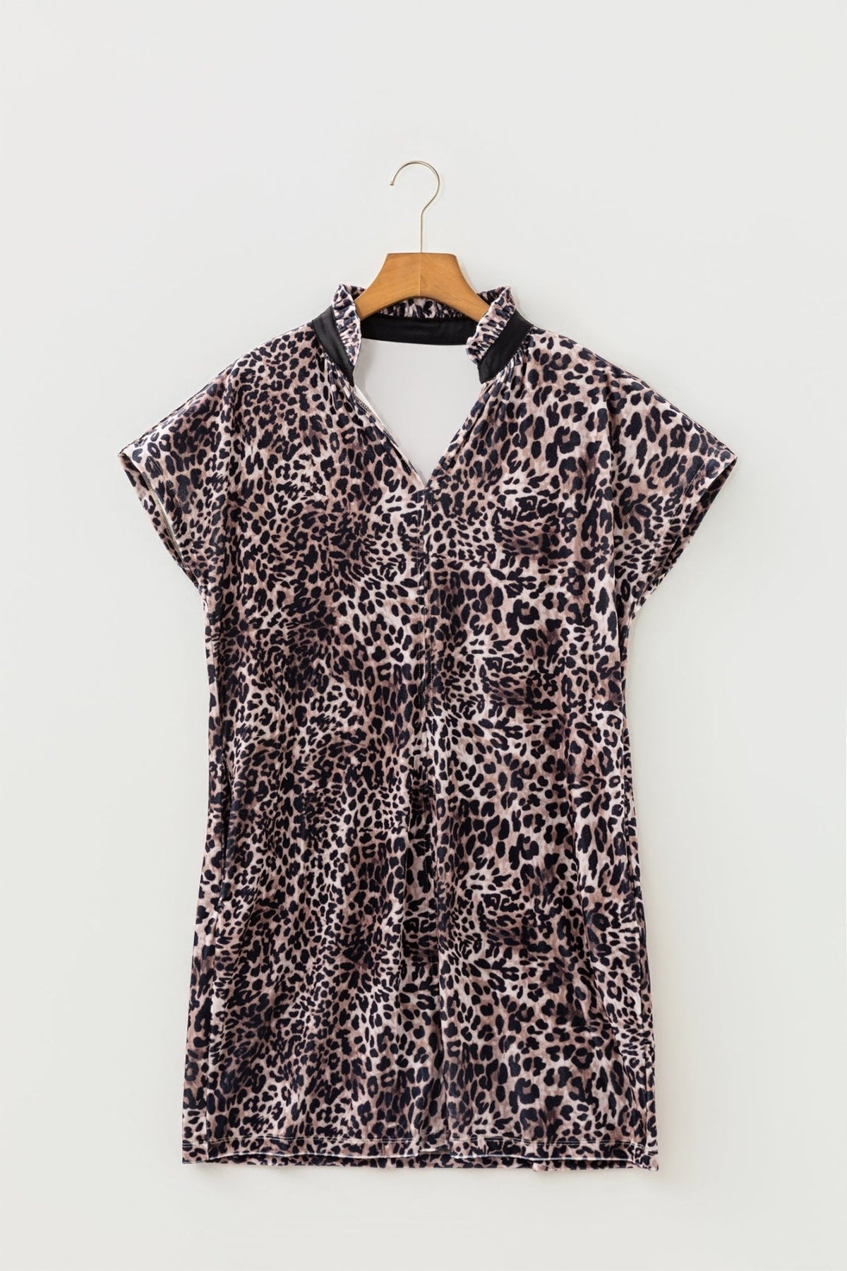 Leopard Short Sleeve Shift Mini Dress - Rooted & Reckless Co.