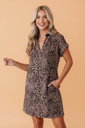 Leopard Short Sleeve Shift Mini Dress - Rooted & Reckless Co.