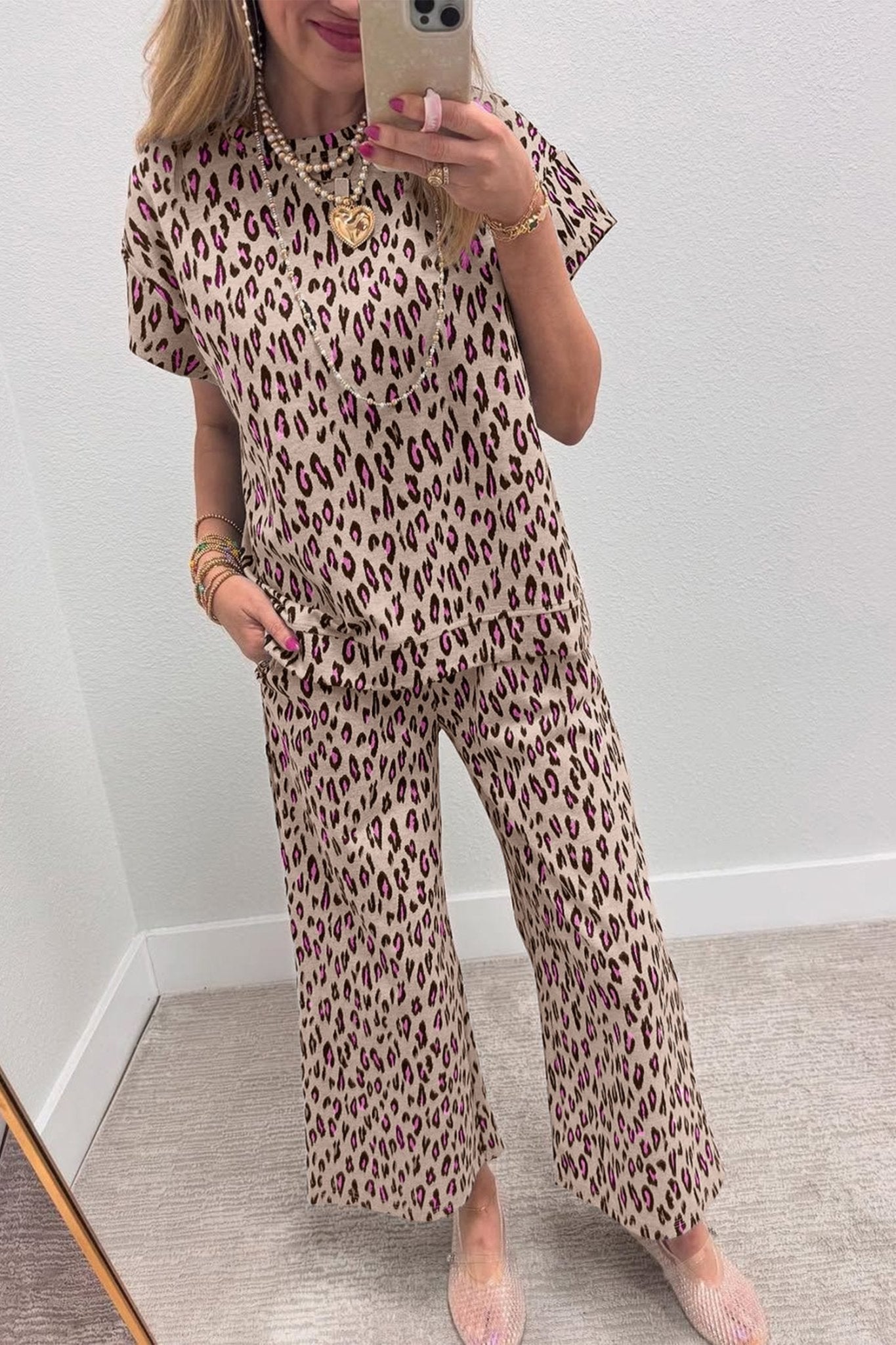 Leopard Short Sleeve Tee & Pants Set - Rooted & Reckless Co.
