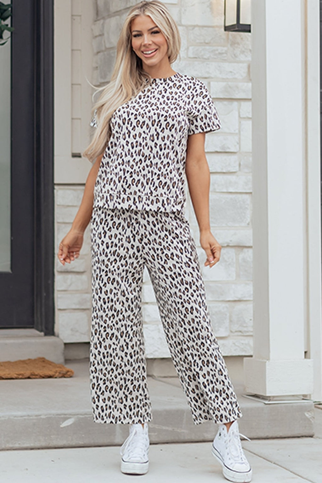Leopard Short Sleeve Tee & Pants Set - Rooted & Reckless Co.