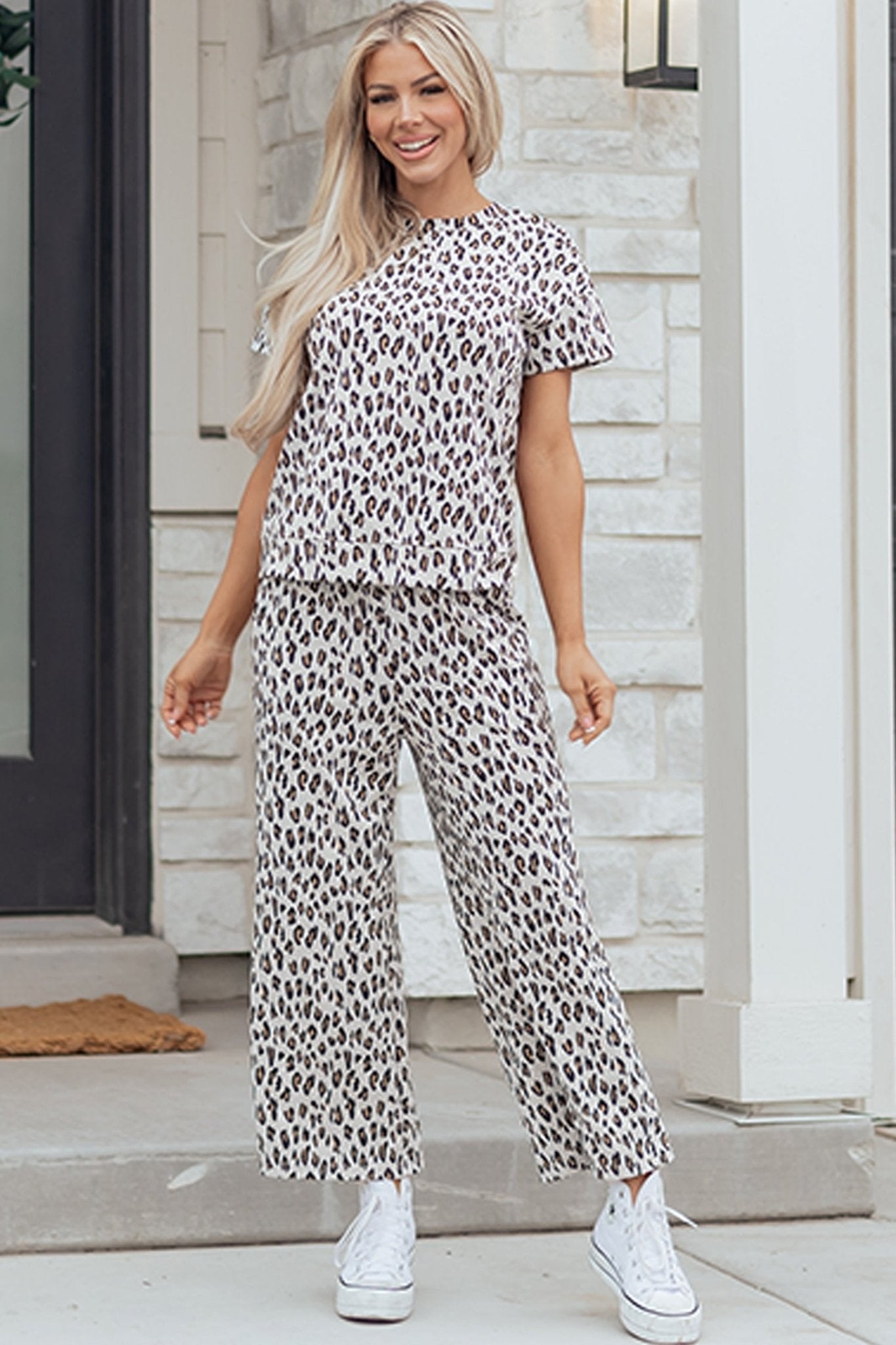 Leopard Short Sleeve Tee & Pants Set - Rooted & Reckless Co.