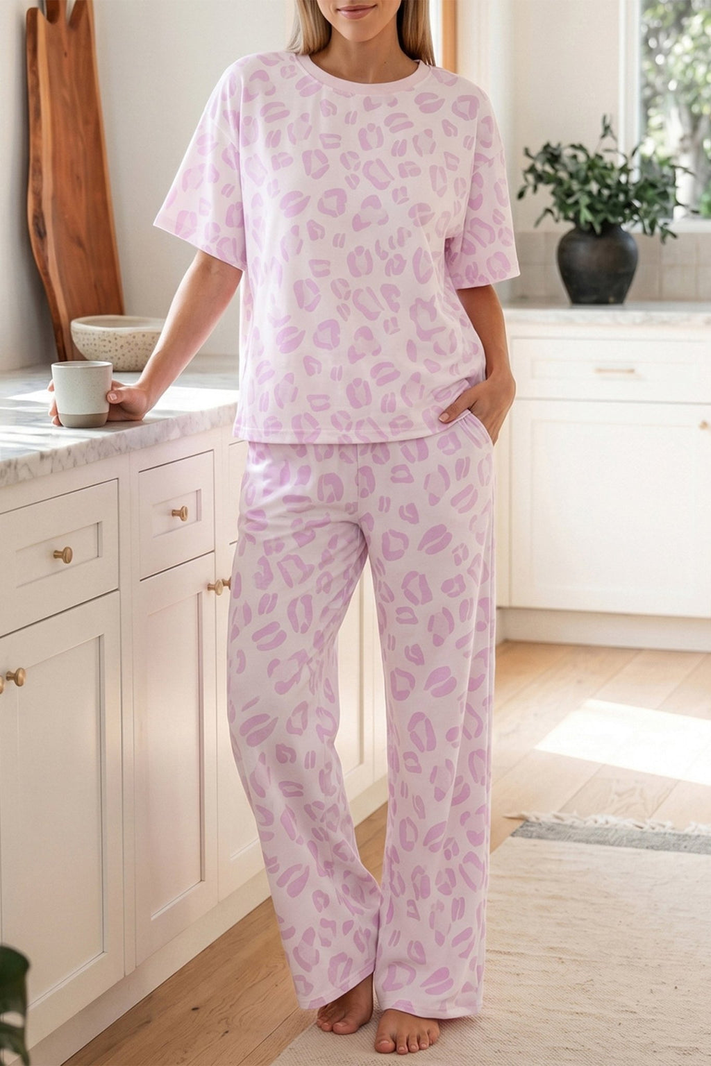 Leopard Short Sleeve Top and Pants Set - Rooted & Reckless Co.