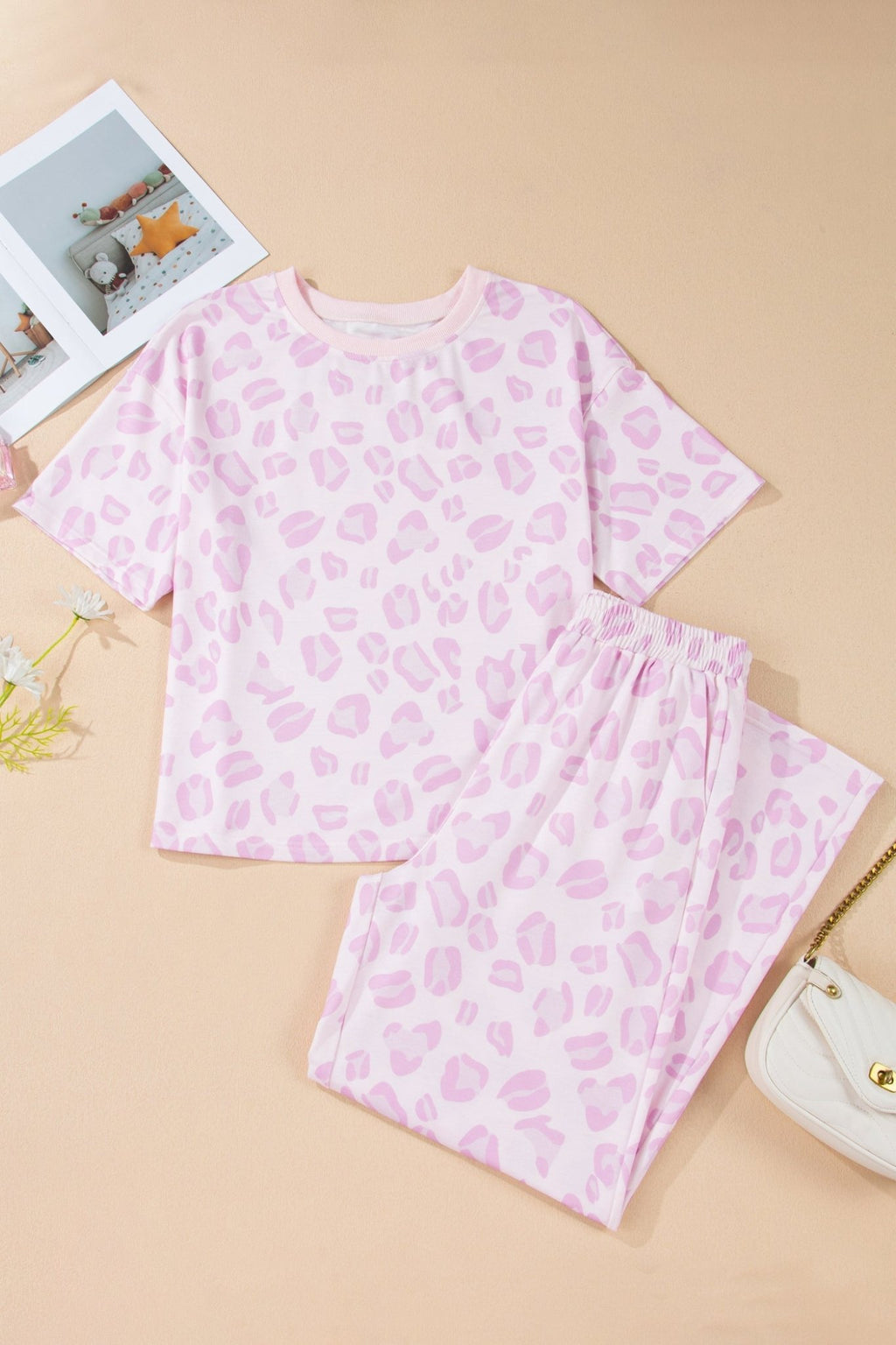 Leopard Short Sleeve Top and Pants Set - Rooted & Reckless Co.
