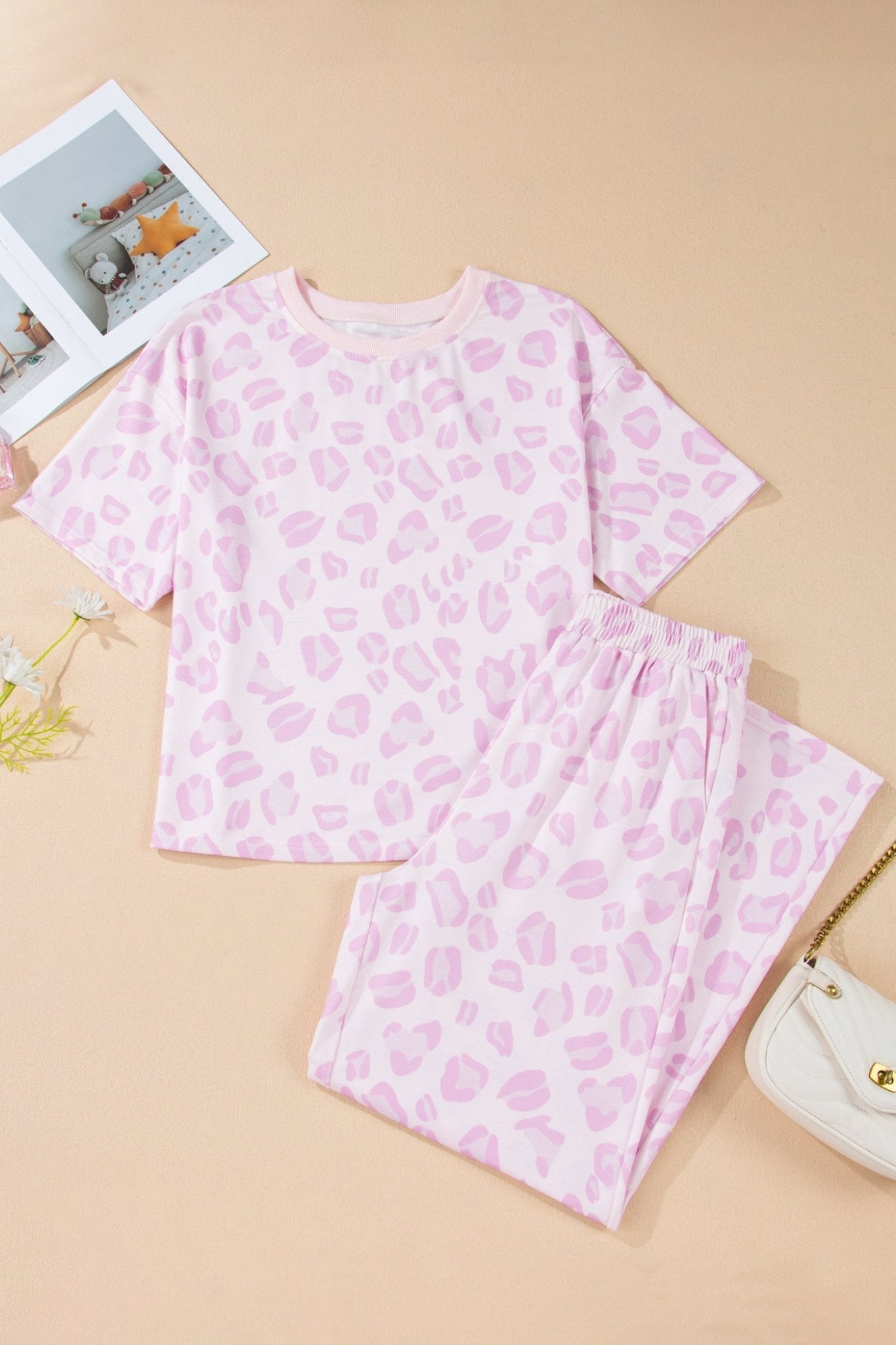 Leopard Short Sleeve Top and Pants Set - Rooted & Reckless Co.