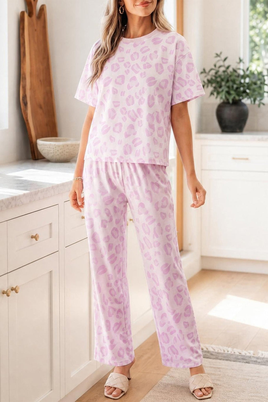 Leopard Short Sleeve Top and Pants Set - Rooted & Reckless Co.