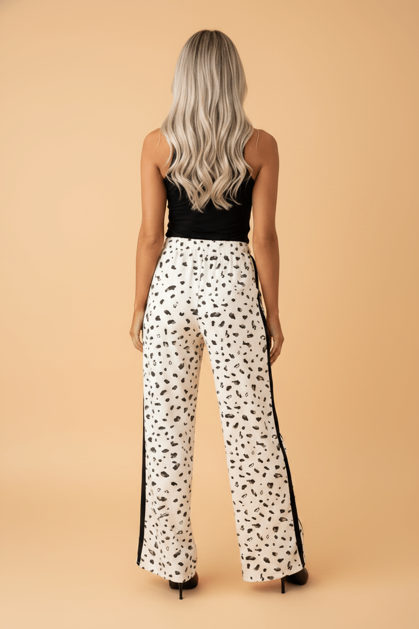Leopard Side Stripe Loose Drawstring Pants - Rooted & Reckless Co.
