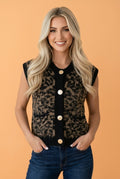 Leopard Sleeveless Regular Wash Knit Vest - Rooted & Reckless Co.