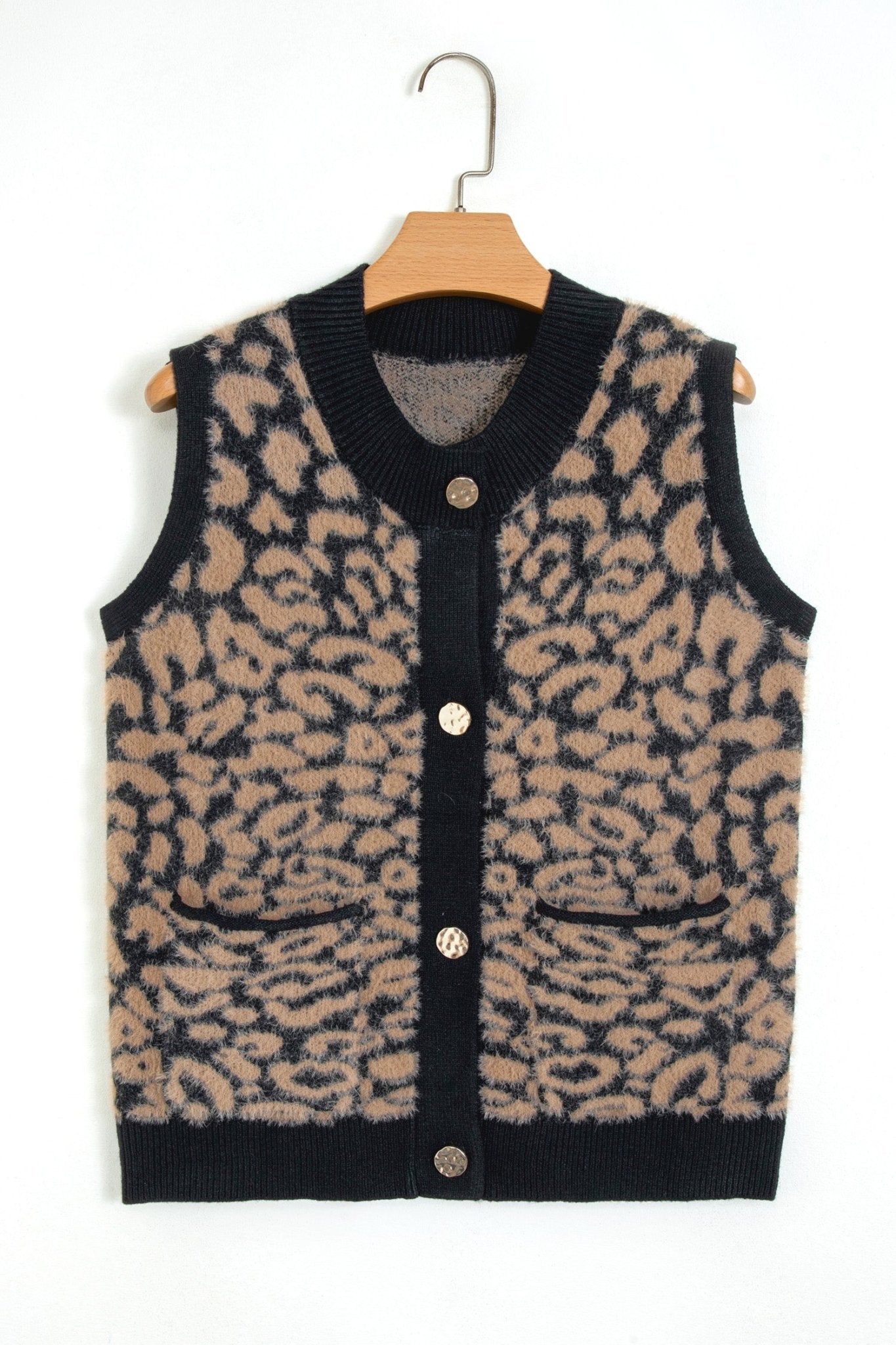 Leopard Sleeveless Regular Wash Knit Vest - Rooted & Reckless Co.