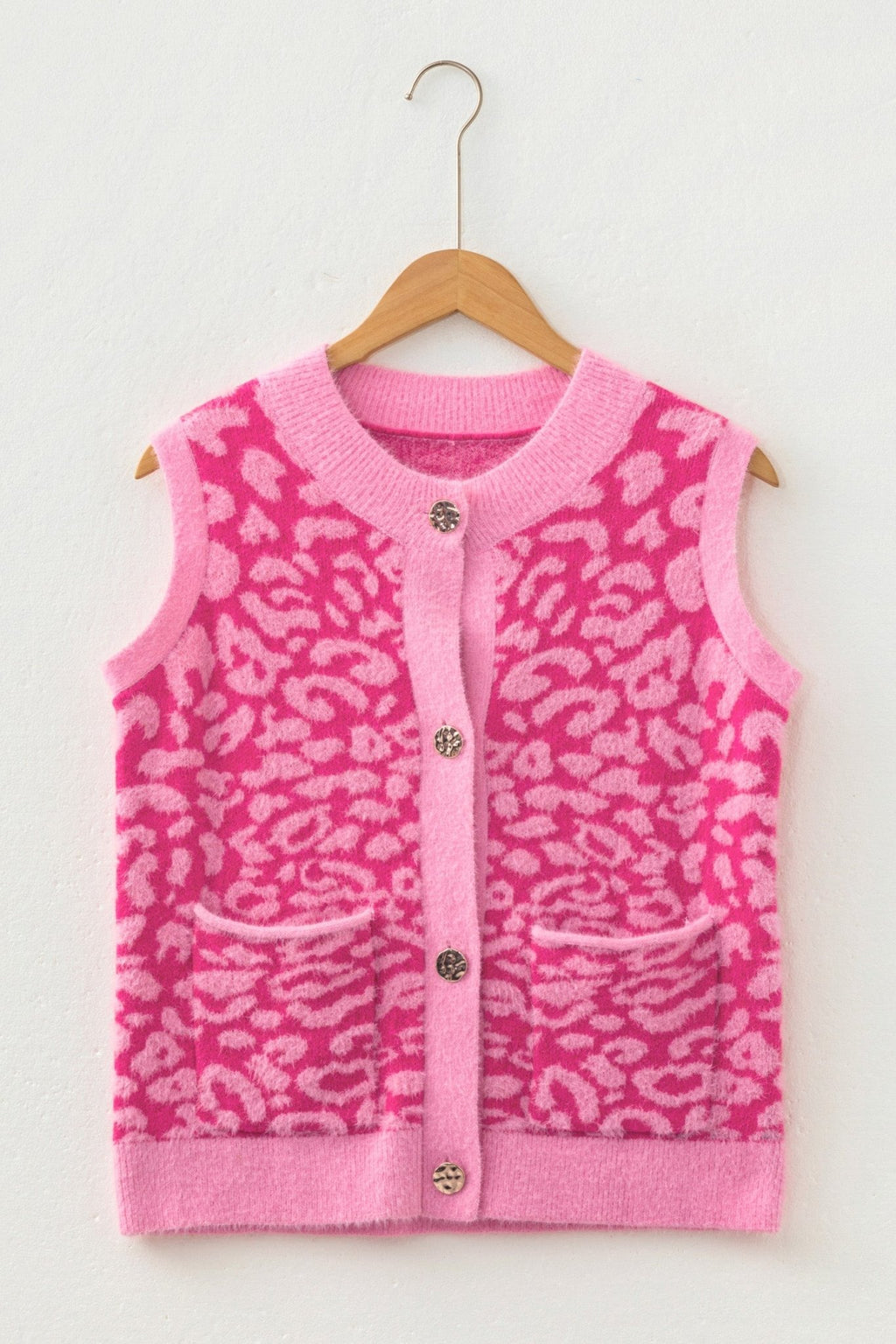 Leopard Sleeveless Regular Wash Knit Vest - Rooted & Reckless Co.