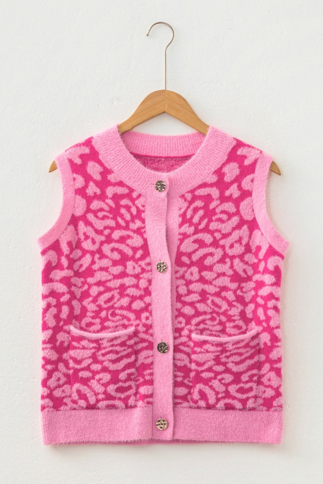 Leopard Sleeveless Regular Wash Knit Vest - Rooted & Reckless Co.