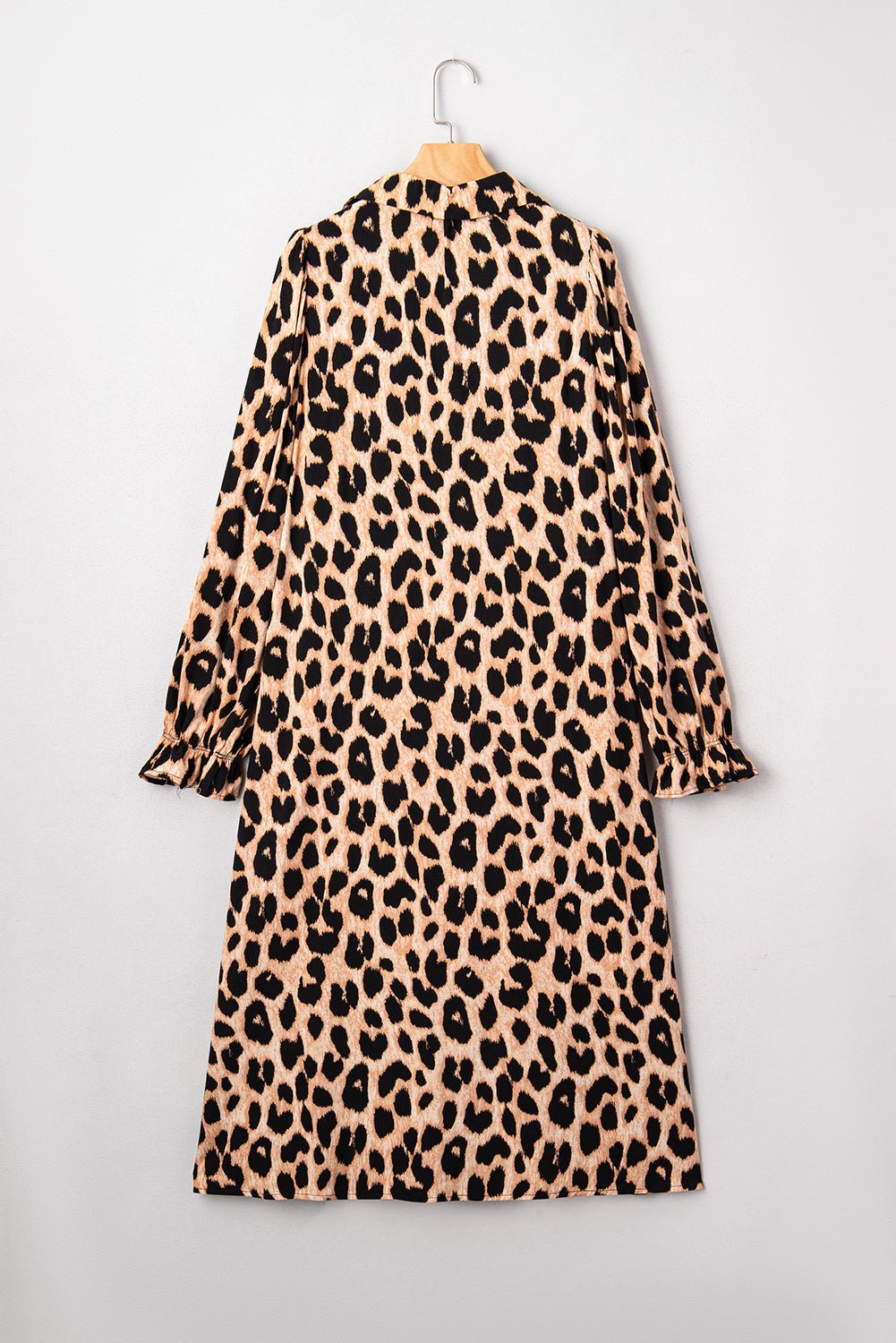 Leopard Smocked V-Neck Flowy Midi Dress - Rooted & Reckless Co.