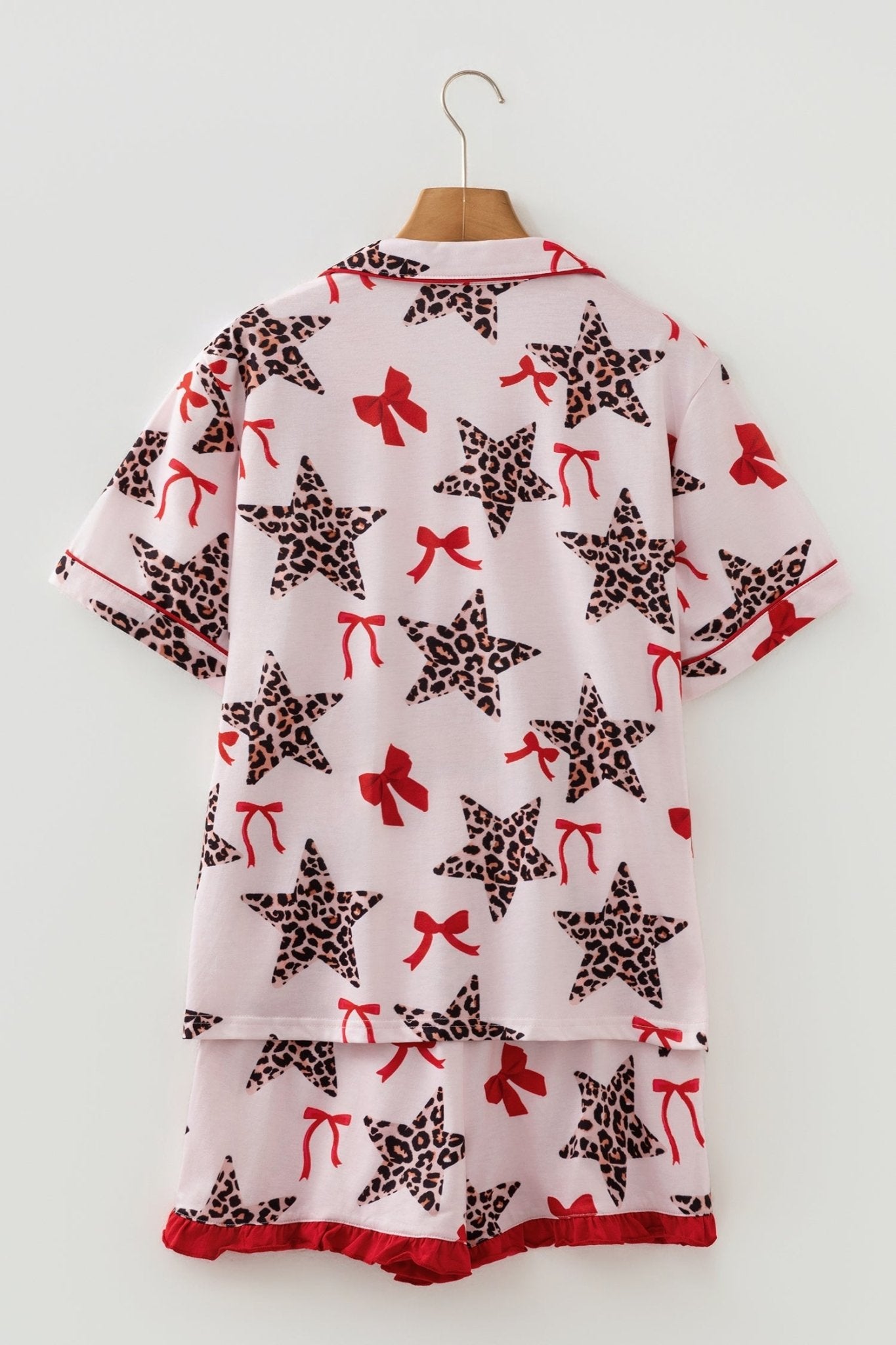 Leopard Star Bow Tie Top and Short Pajama Set - Rooted & Reckless Co.