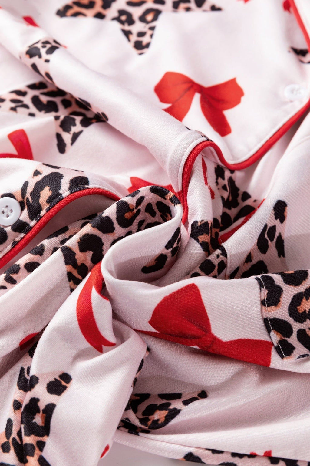 Leopard Star Bow Tie Top and Short Pajama Set - Rooted & Reckless Co.