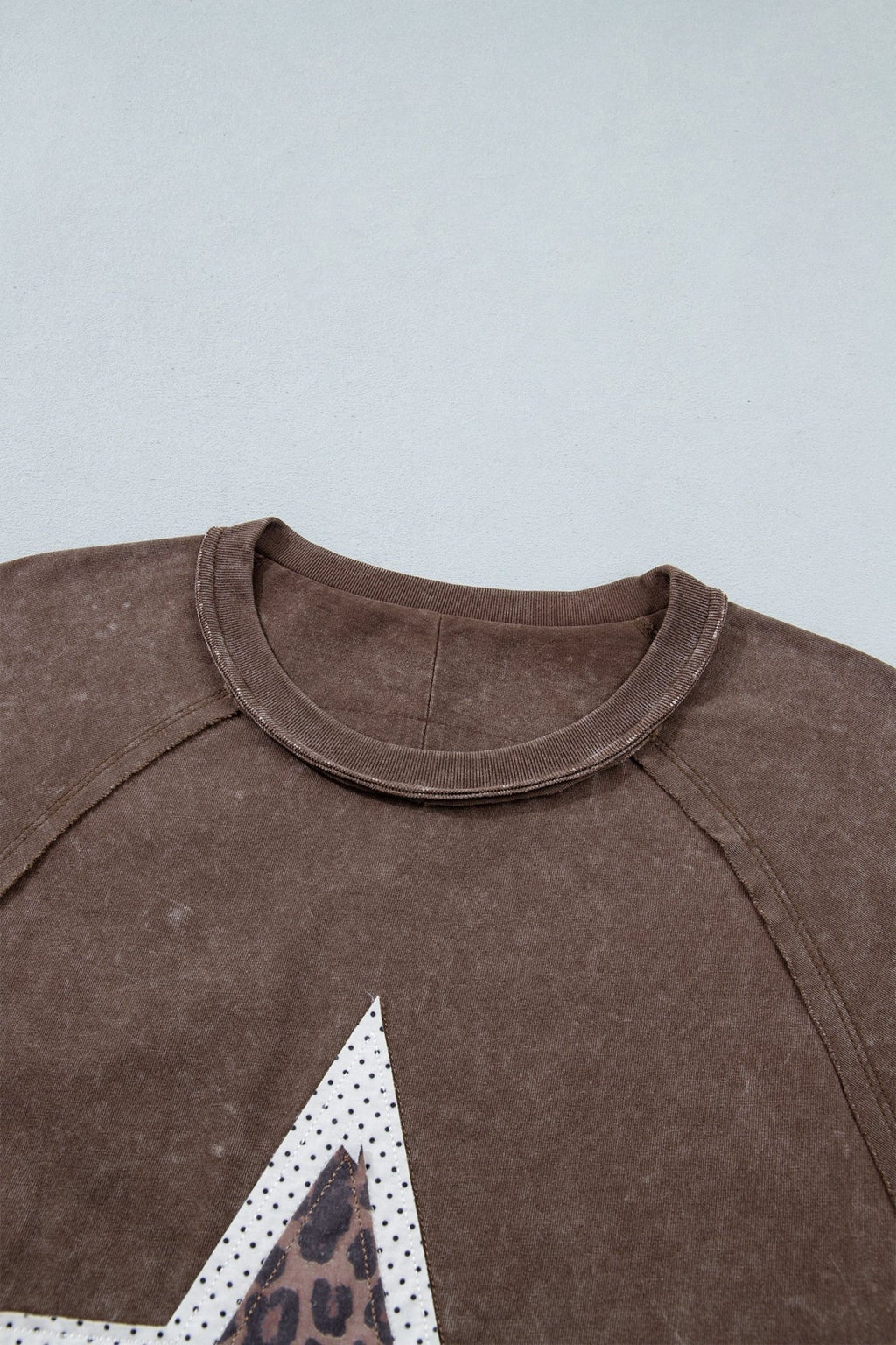Leopard Star Patched Mineral Wash Exposed Seam T-Shirt - Rooted & Reckless Co.