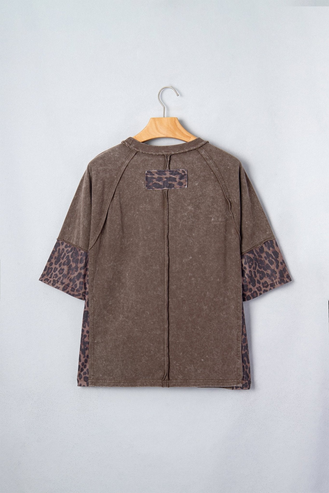 Leopard Star Patched Mineral Wash Exposed Seam T-Shirt - Rooted & Reckless Co.