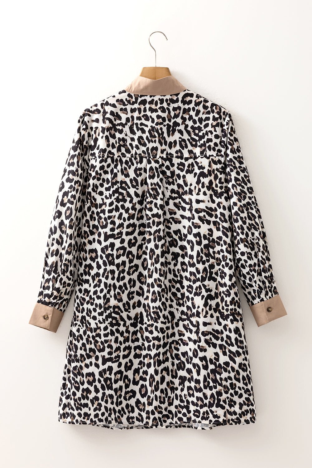 Leopard Stripe Collar Half Buttoned Flared Dress - Rooted & Reckless Co.