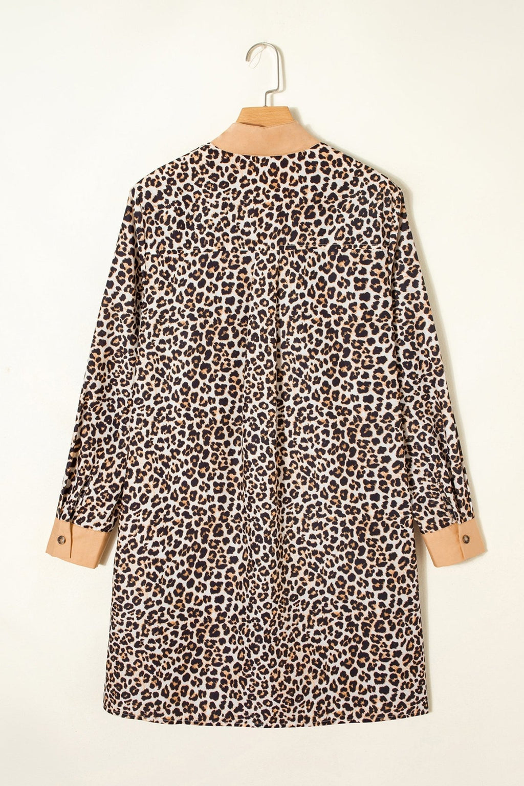 Leopard Stripe Collar Half Buttoned Flared Dress - Rooted & Reckless Co.