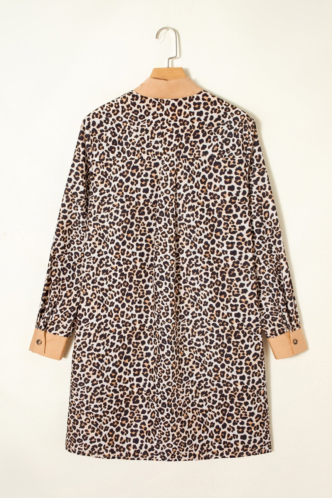 Leopard Stripe Collar Half Buttoned Flared Dress - Rooted & Reckless Co.