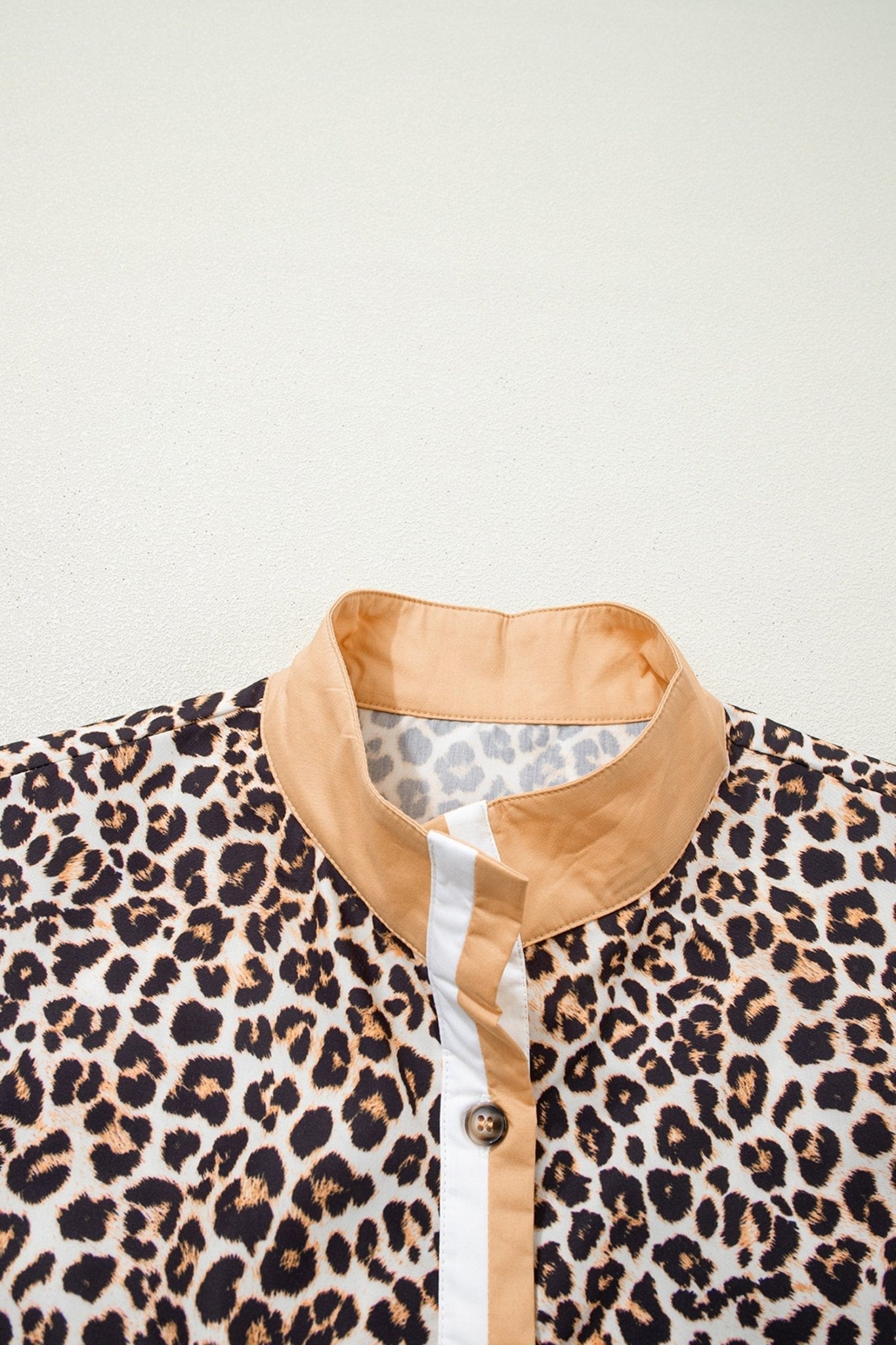 Leopard Stripe Collar Half Buttoned Flared Dress - Rooted & Reckless Co.