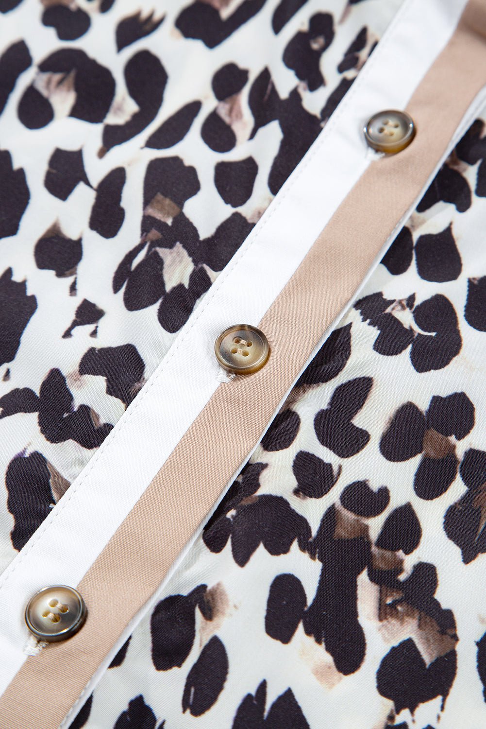 Leopard Stripe Collar Half Buttoned Flared Dress - Rooted & Reckless Co.