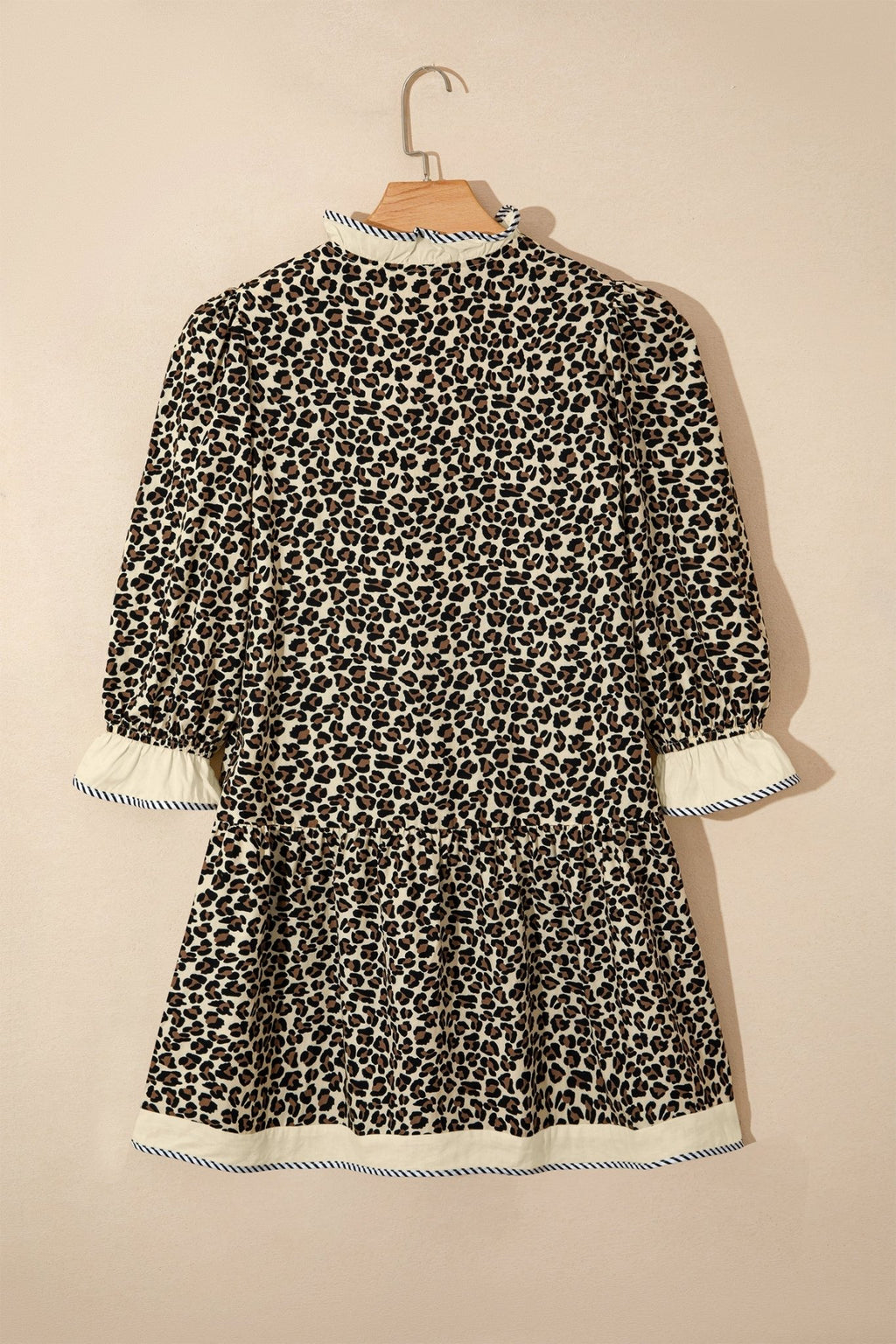 Leopard Stripe Colorblock Trim V-Neck Mini Dress - Rooted & Reckless Co.