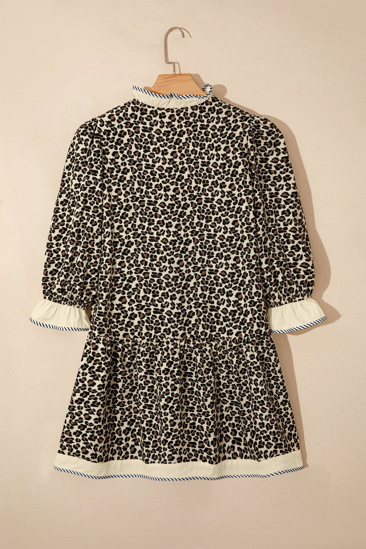 Leopard Stripe Colorblock Trim V-Neck Mini Dress - Rooted & Reckless Co.