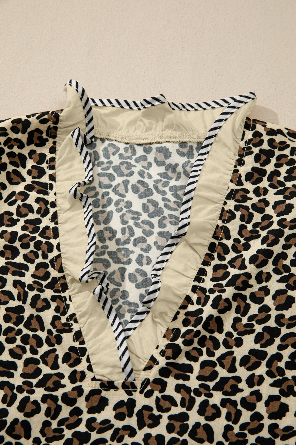 Leopard Stripe Colorblock Trim V-Neck Mini Dress - Rooted & Reckless Co.