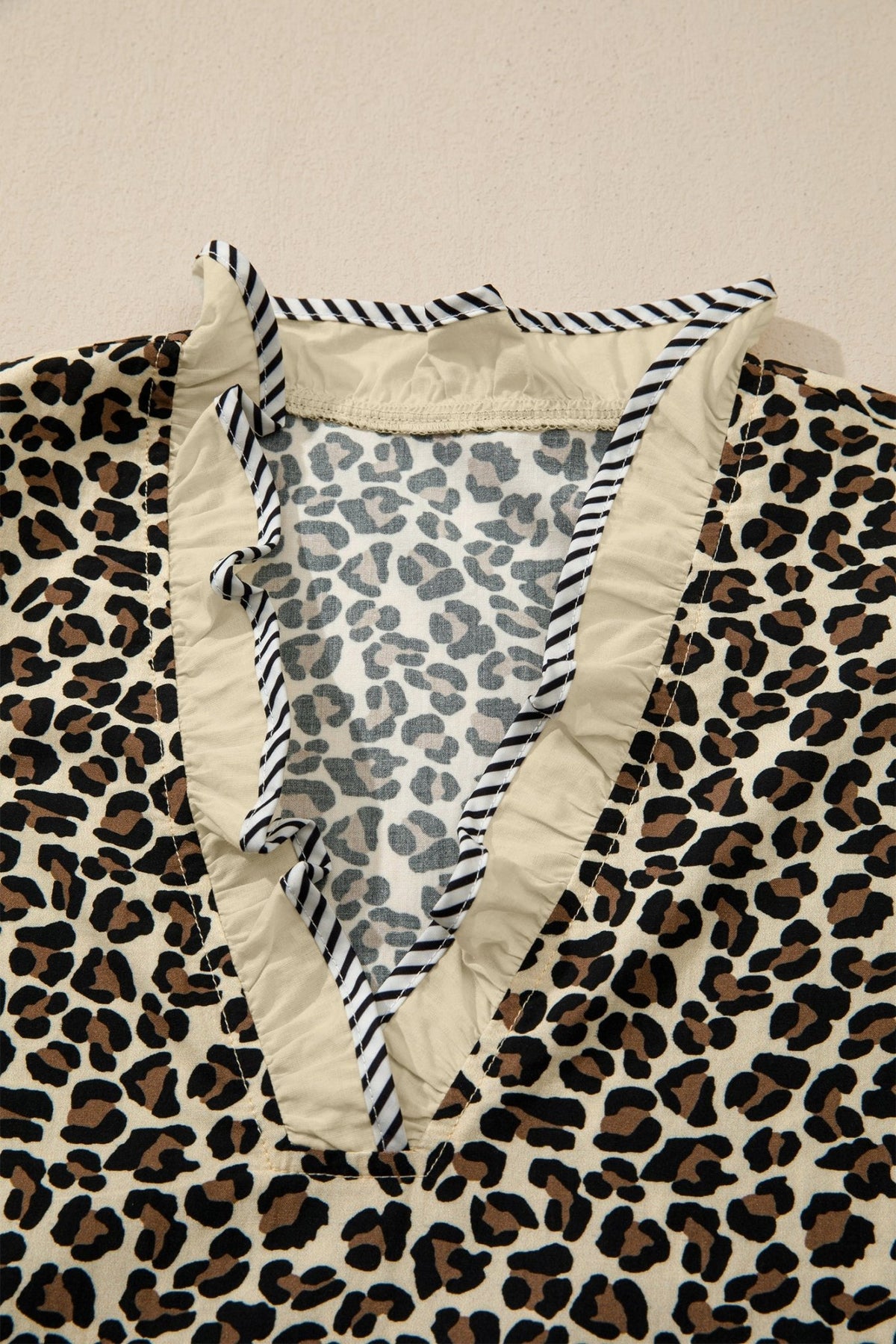 Leopard Stripe Colorblock Trim V-Neck Mini Dress - Rooted & Reckless Co.