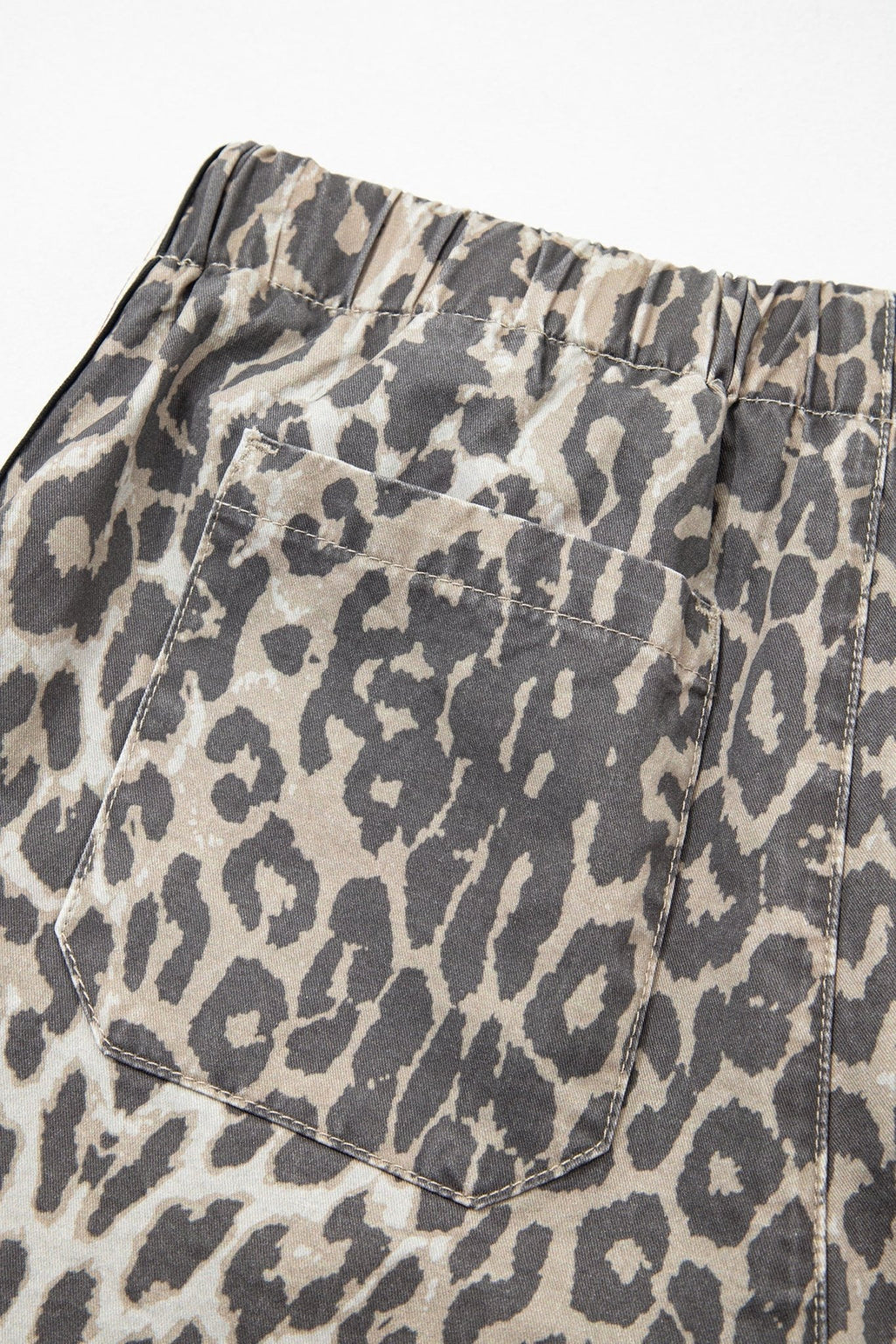 Leopard Stripe Detail Drawstring Denim Shorts - Rooted & Reckless Co.