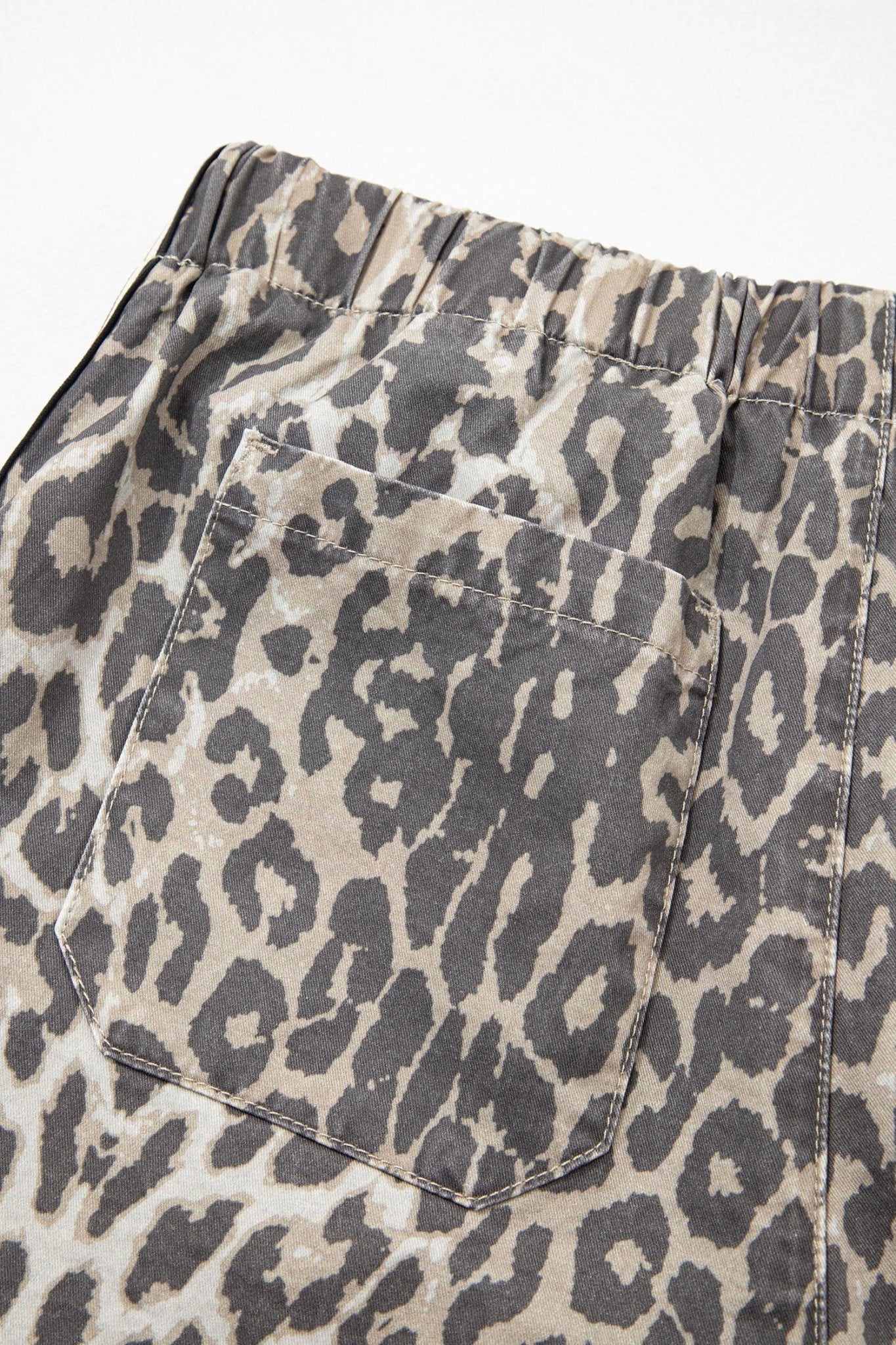 Leopard Stripe Detail Drawstring Denim Shorts - Rooted & Reckless Co.