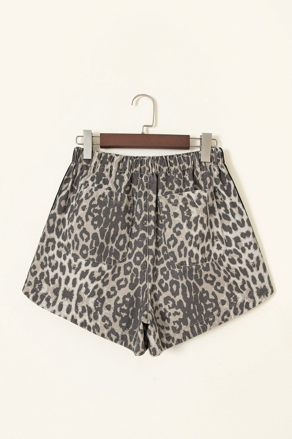 Leopard Stripe Detail Drawstring Denim Shorts - Rooted & Reckless Co.