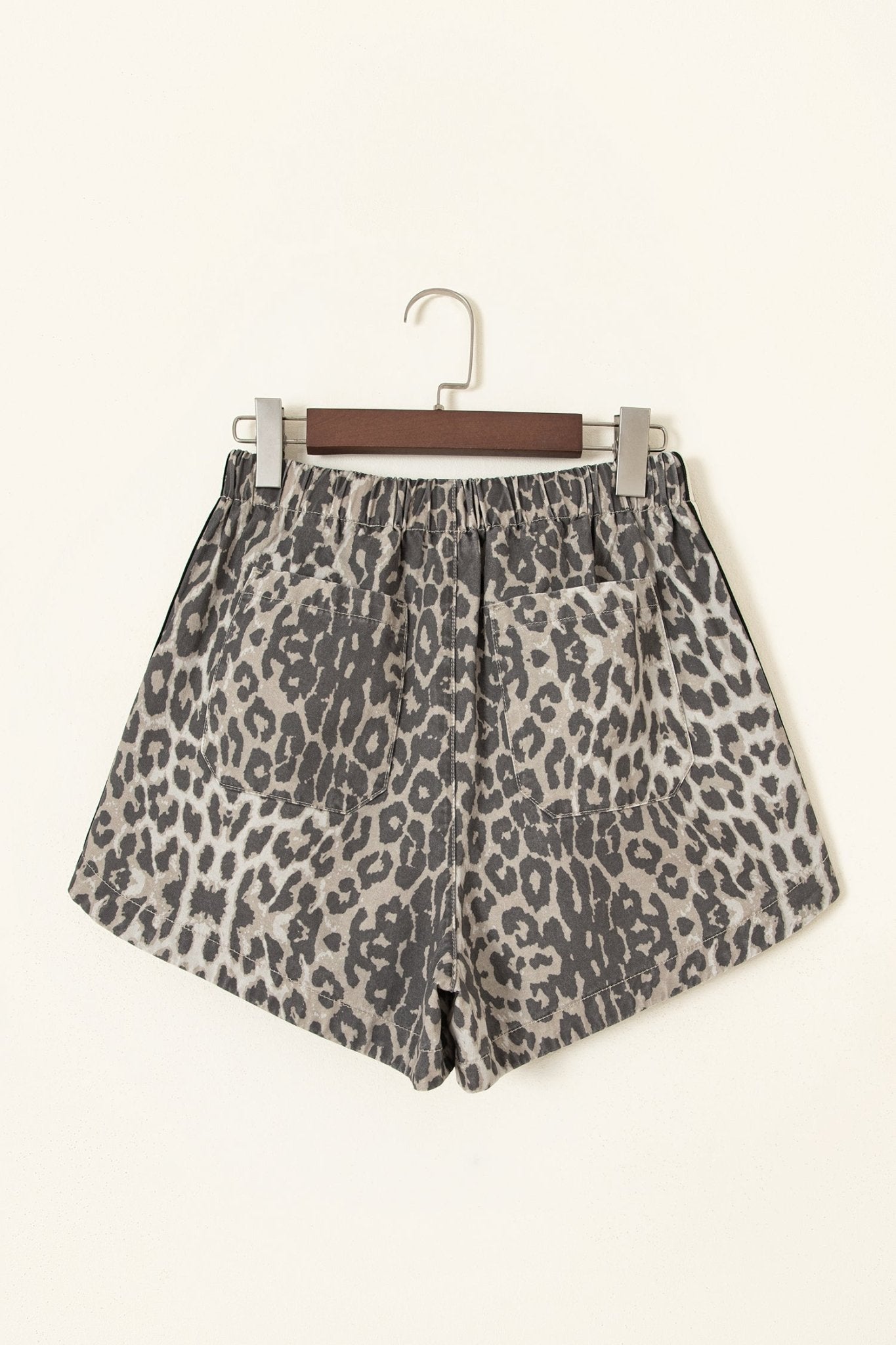 Leopard Stripe Detail Drawstring Denim Shorts - Rooted & Reckless Co.