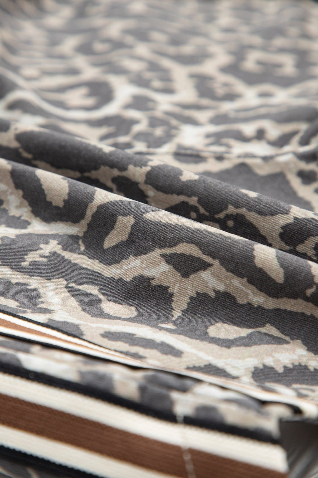 Leopard Stripe Detail Drawstring Denim Shorts - Rooted & Reckless Co.
