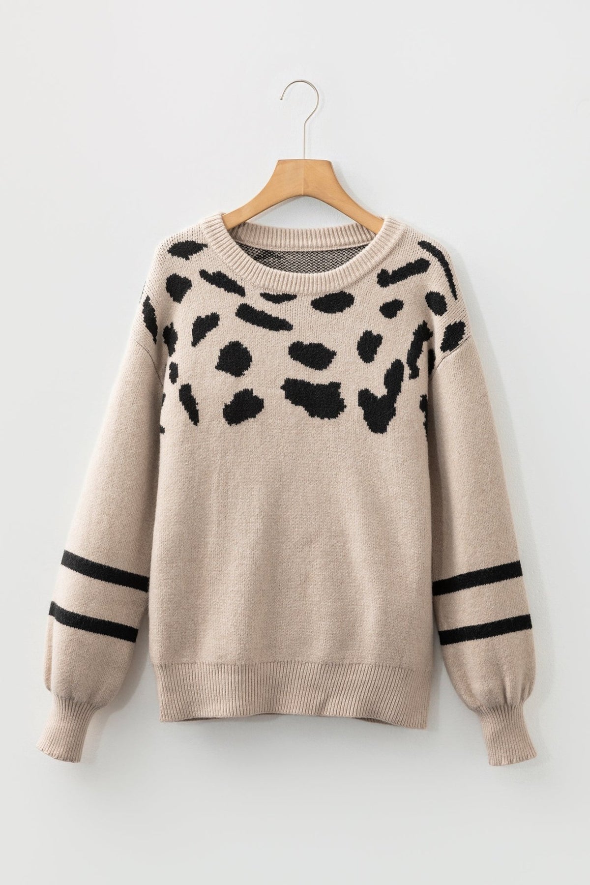 Leopard Stripe Drop Shoulder Sweater - Rooted & Reckless Co.