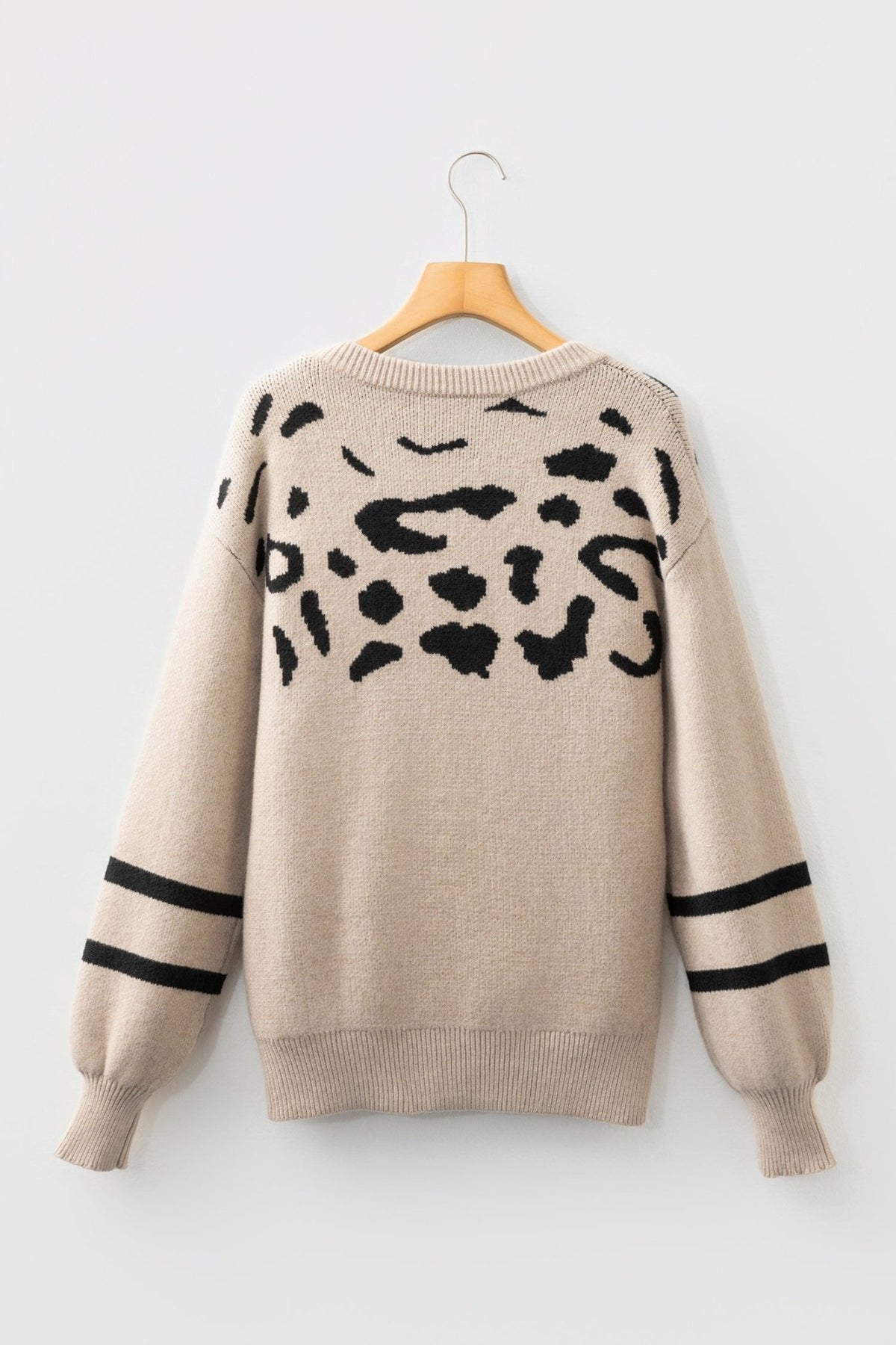 Leopard Stripe Drop Shoulder Sweater - Rooted & Reckless Co.