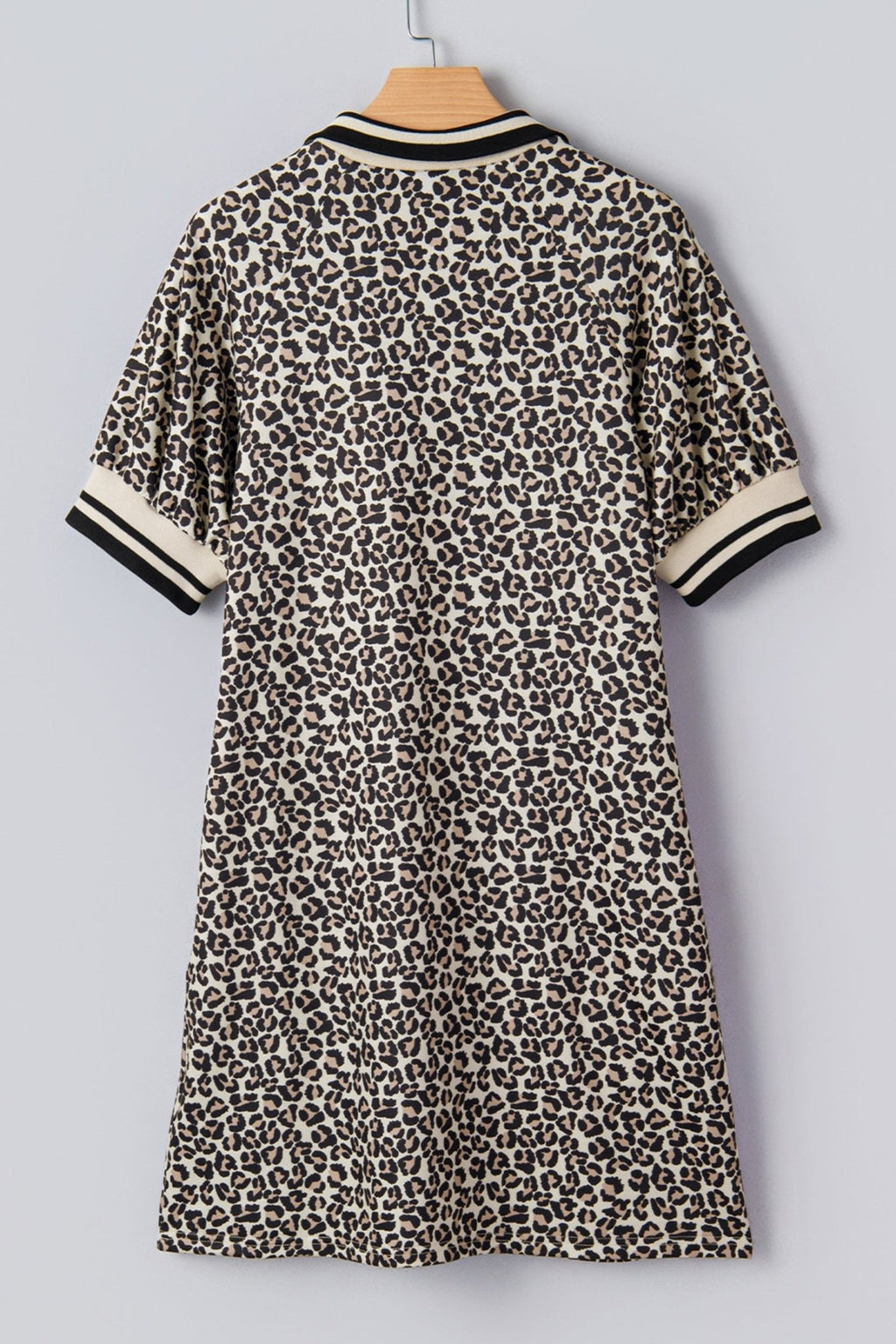 Leopard Stripe Patchwork Zip Collar Mini Dress - Rooted & Reckless Co.