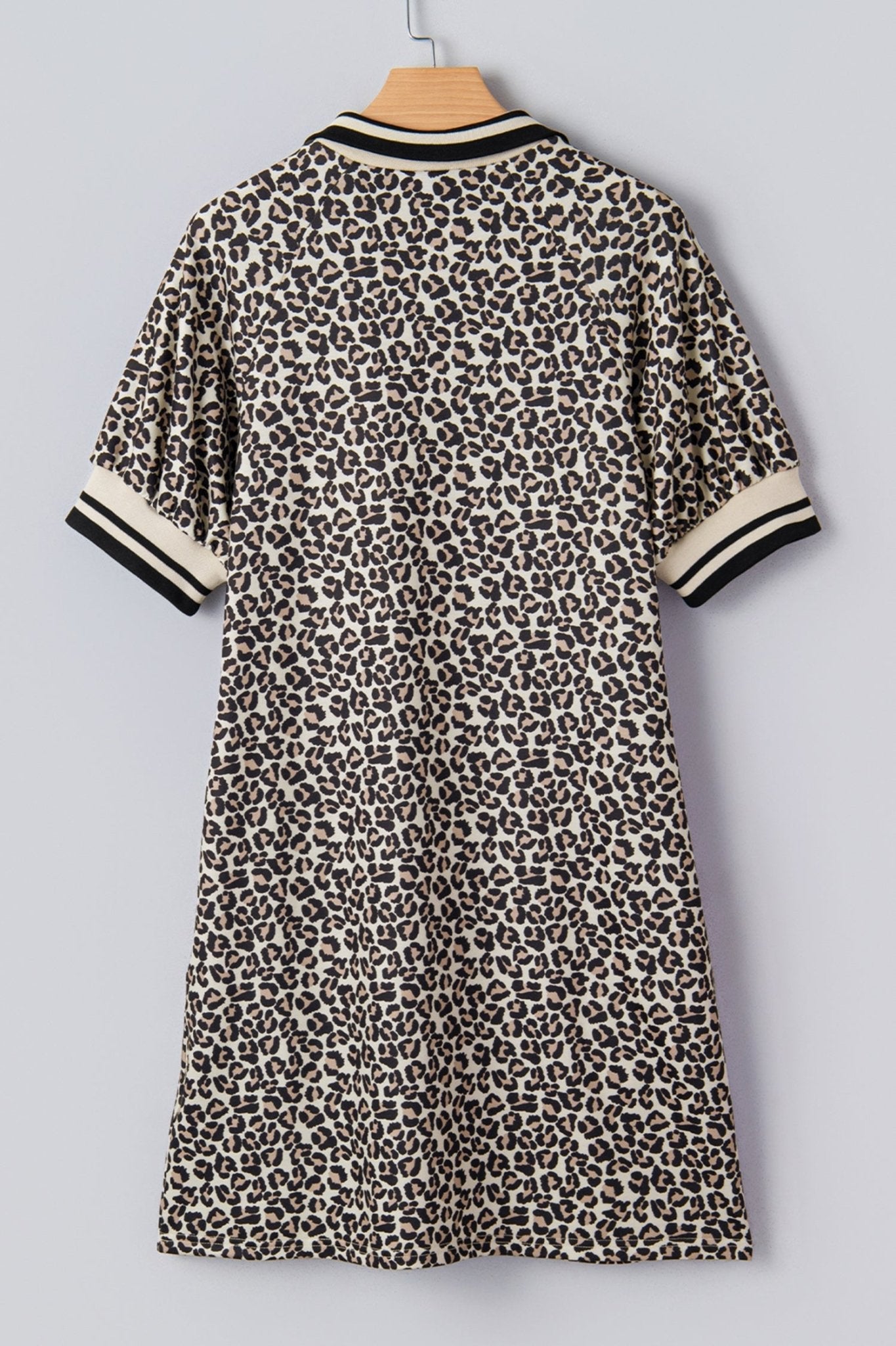 Leopard Stripe Patchwork Zip Collar Mini Dress - Rooted & Reckless Co.