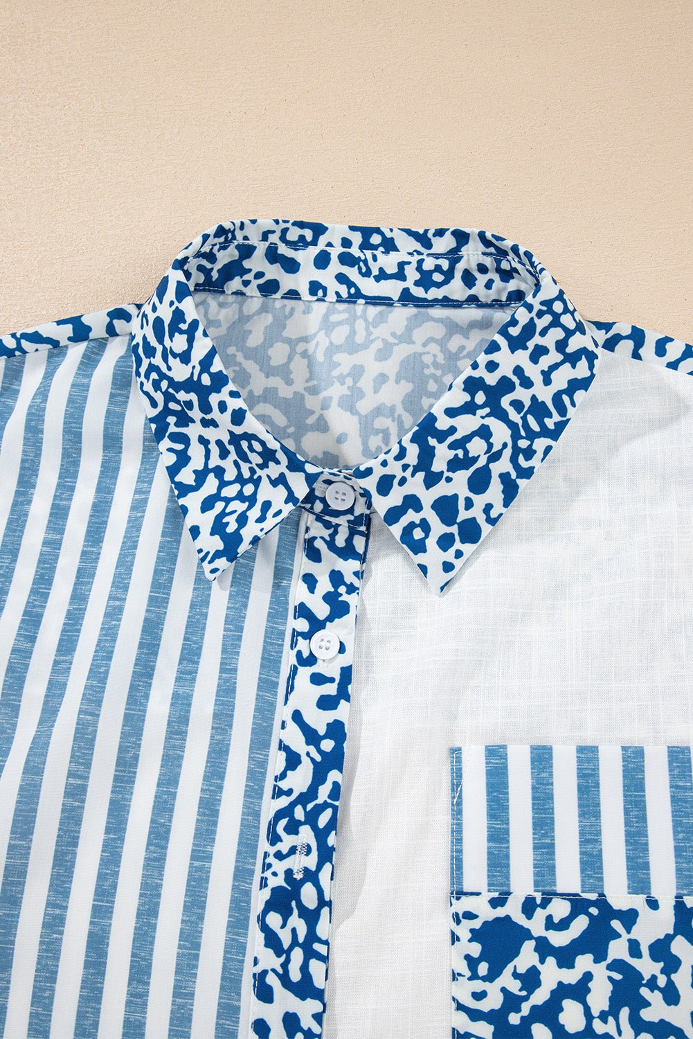 Leopard Stripe Pocketed Long Sleeve Shirt - Rooted & Reckless Co.