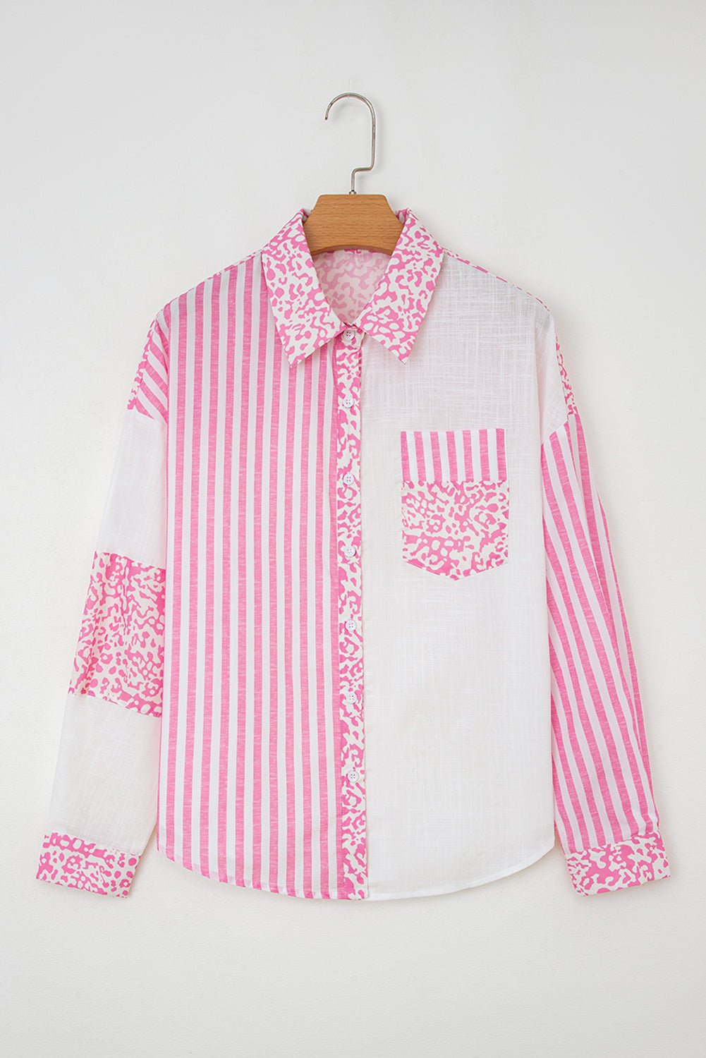 Leopard Stripe Pocketed Long Sleeve Shirt - Rooted & Reckless Co.