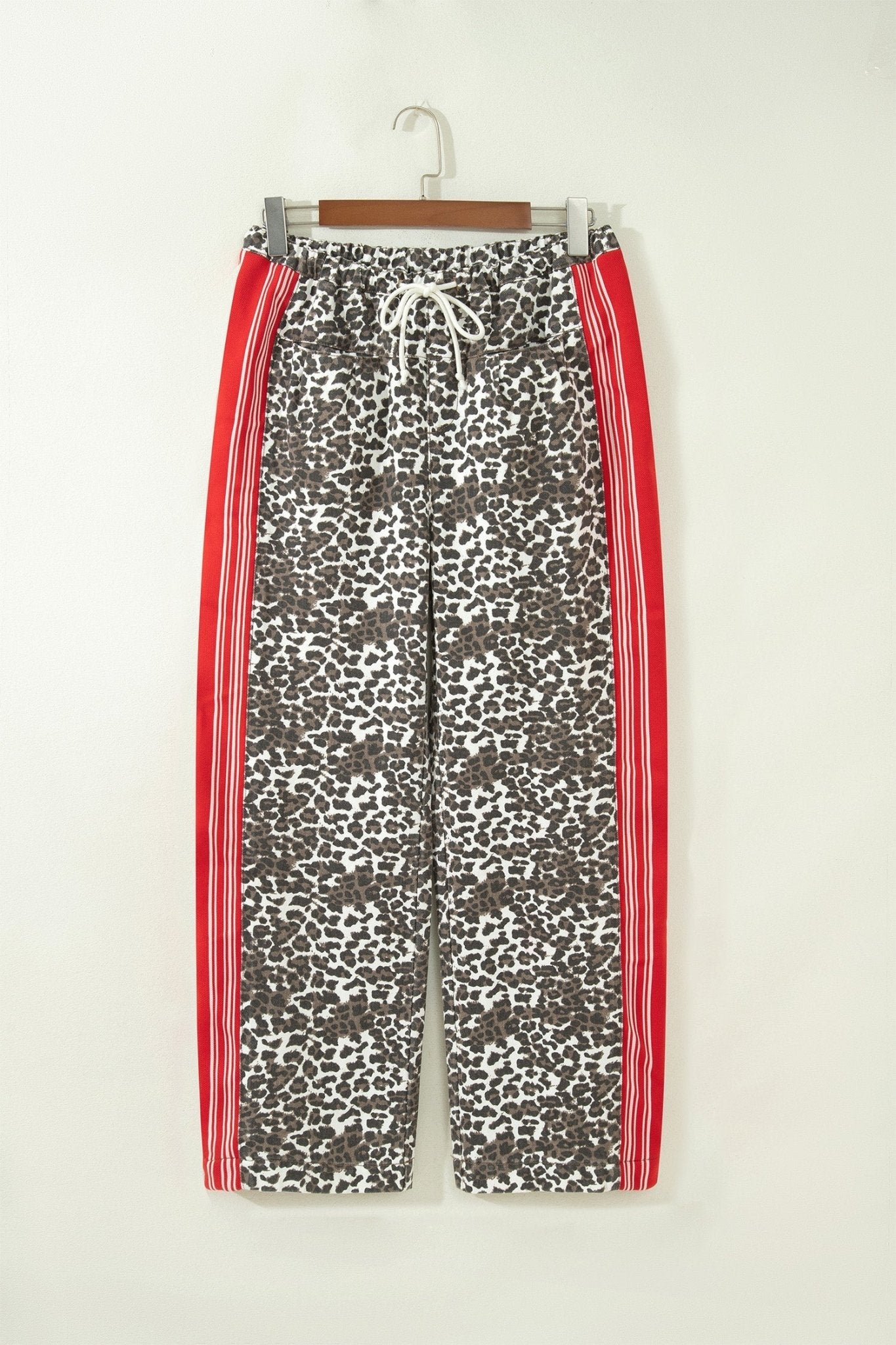 Leopard Stripe Side Drawstring High Waist Jeans - Rooted & Reckless Co.