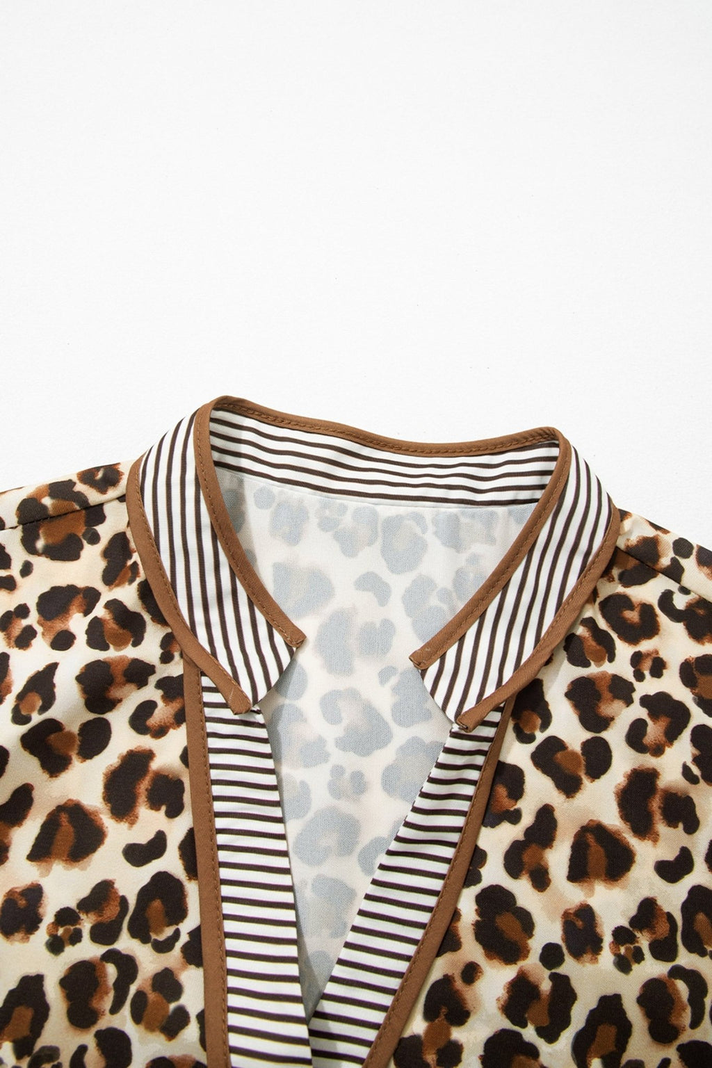 Leopard Stripe Trim V-Neck Mini Dress - Rooted & Reckless Co.