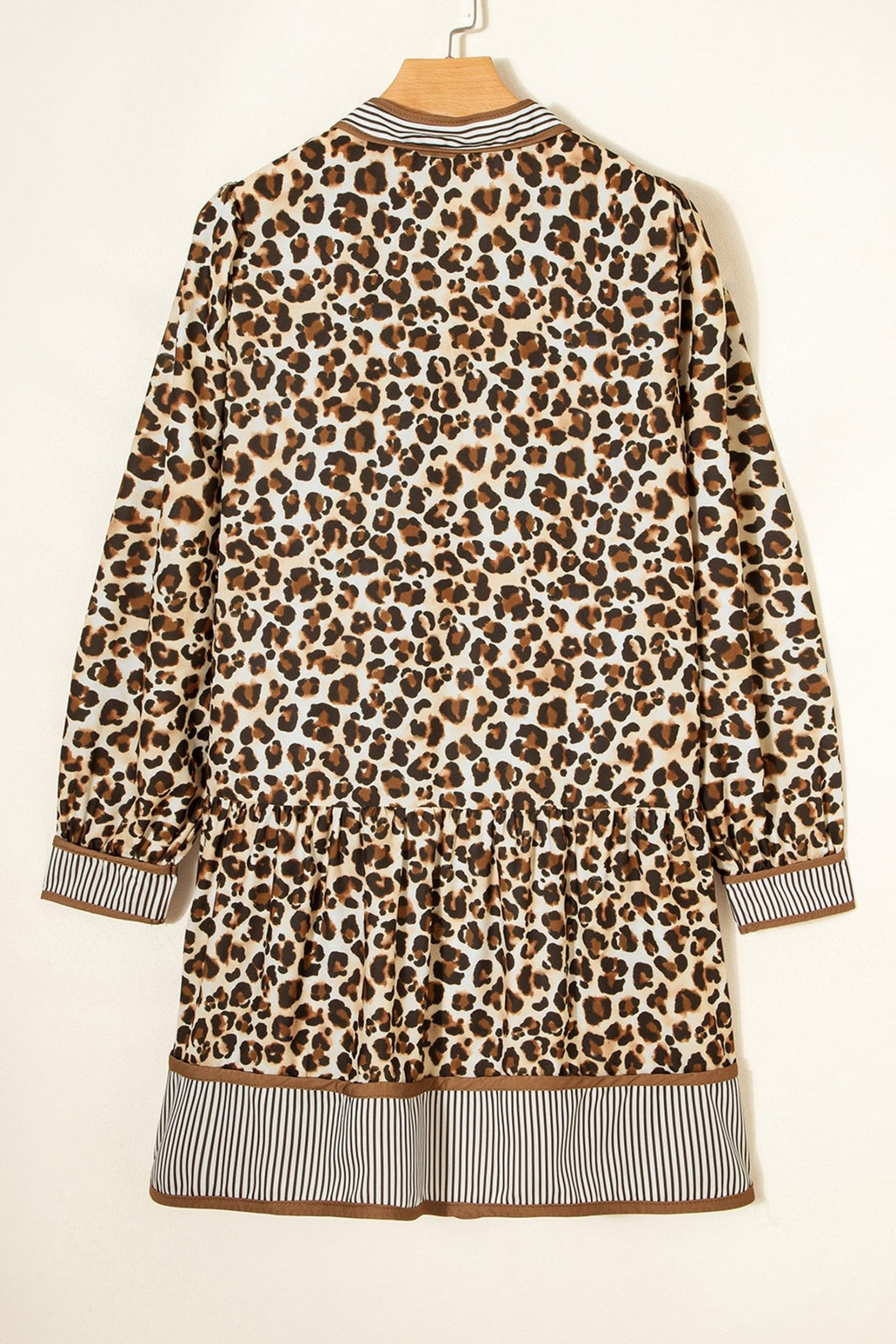 Leopard Stripe Trim V-Neck Mini Dress - Rooted & Reckless Co.