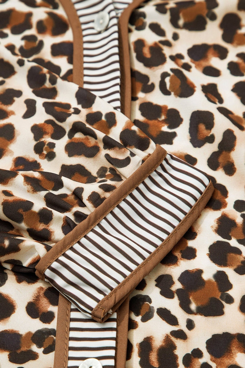 Leopard Stripe Trim V-Neck Mini Dress - Rooted & Reckless Co.