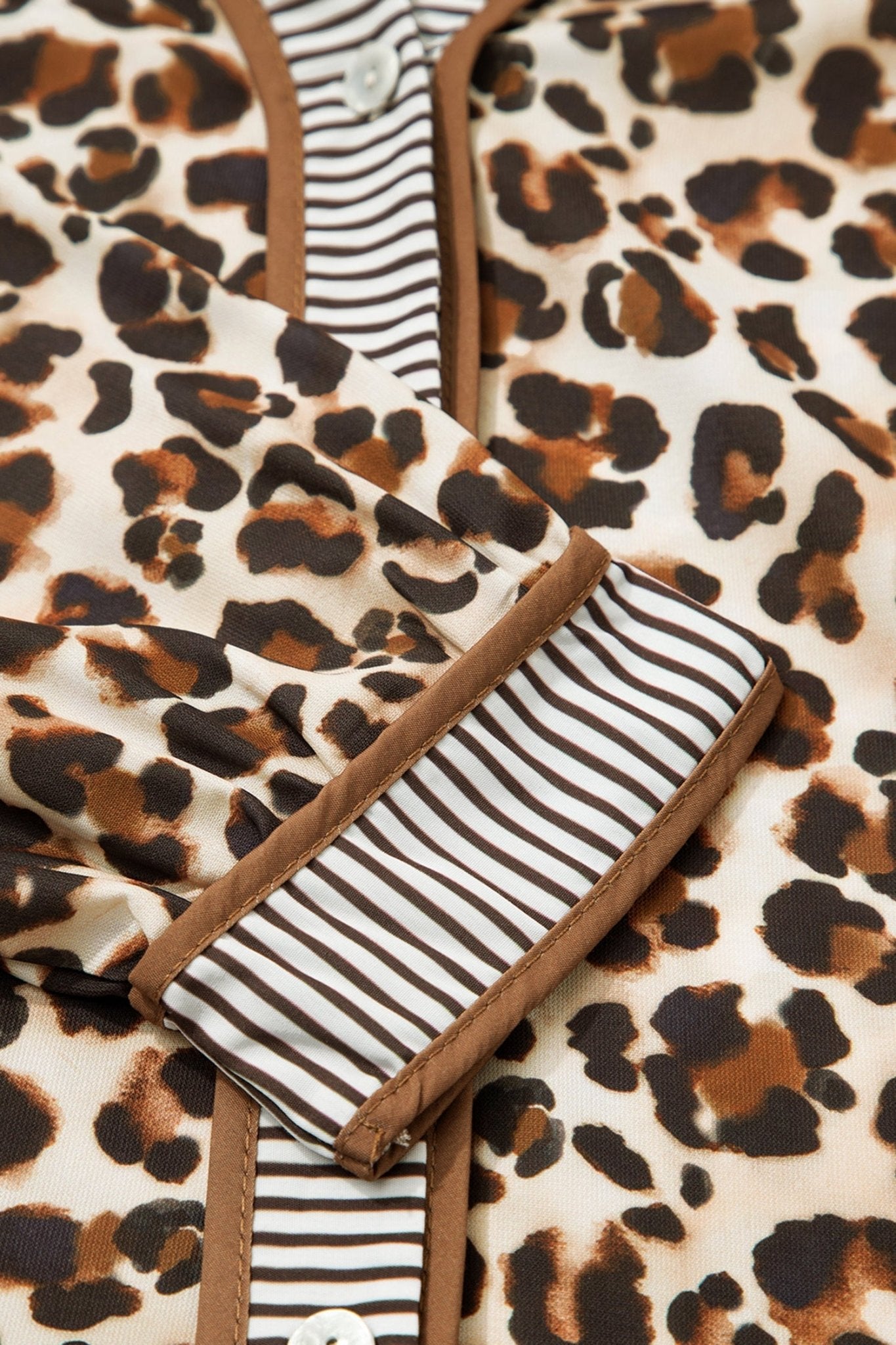 Leopard Stripe Trim V-Neck Mini Dress - Rooted & Reckless Co.