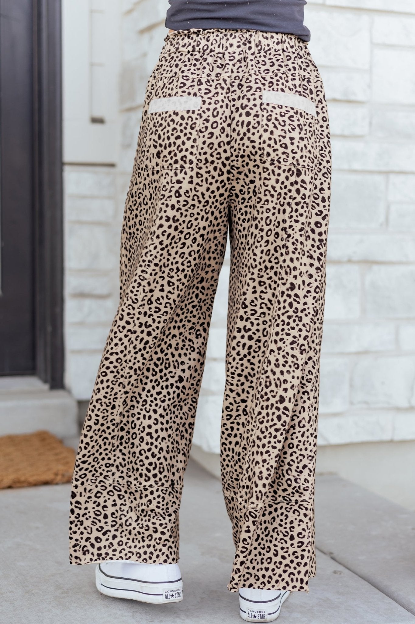 Leopard Terry Knit Wide Leg Pants - Rooted & Reckless Co.